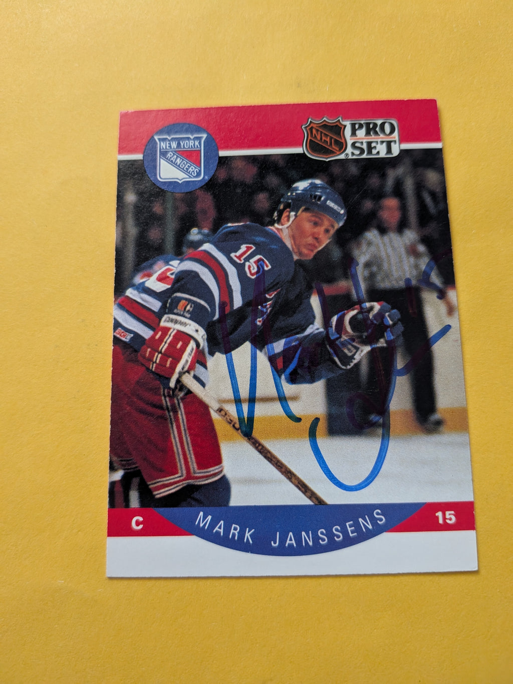 Mark Janssens Signed New York Rangers Card B