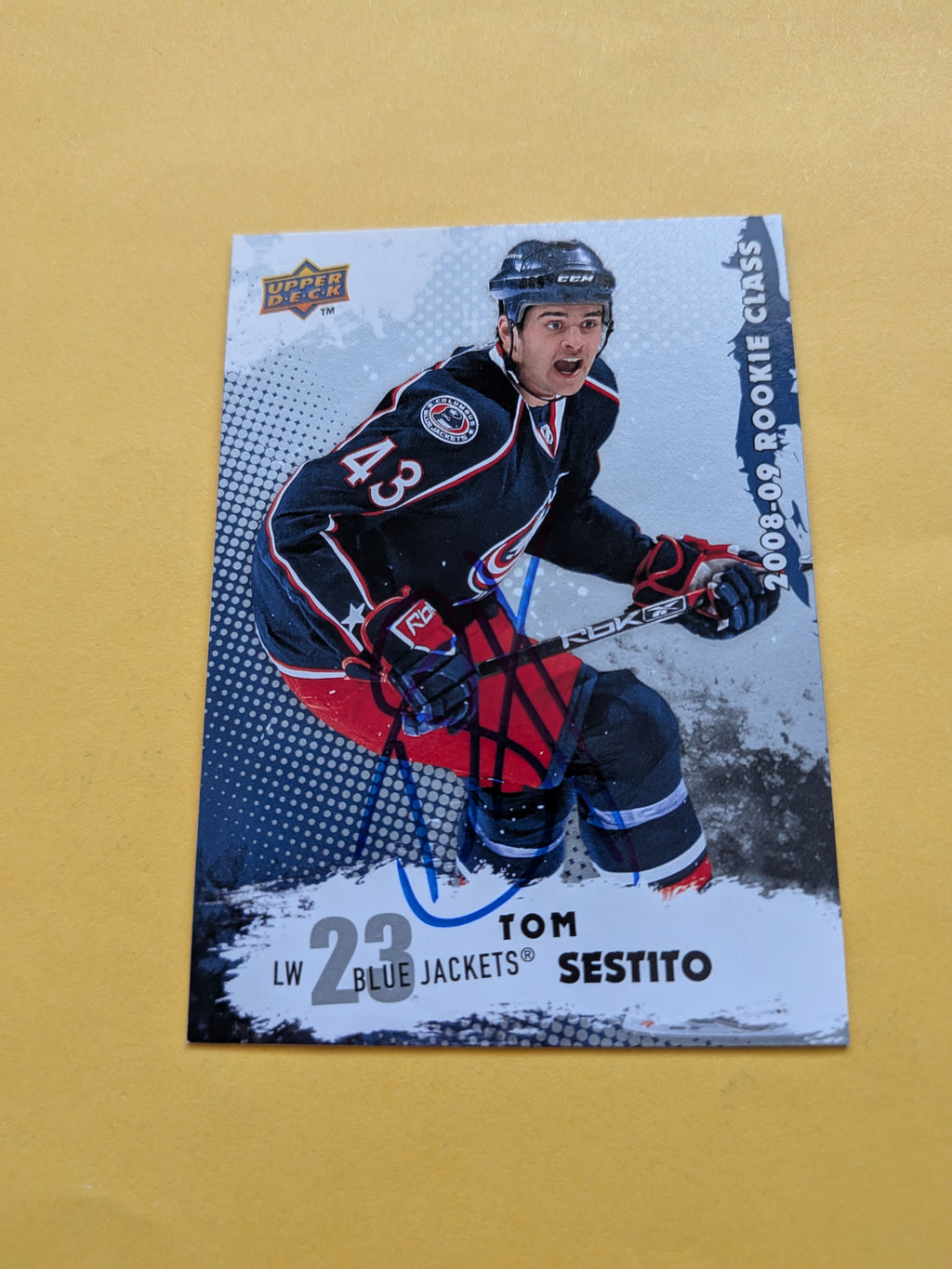 Tom Sestito Signed Columbus Blue Jackets Rookie Card A