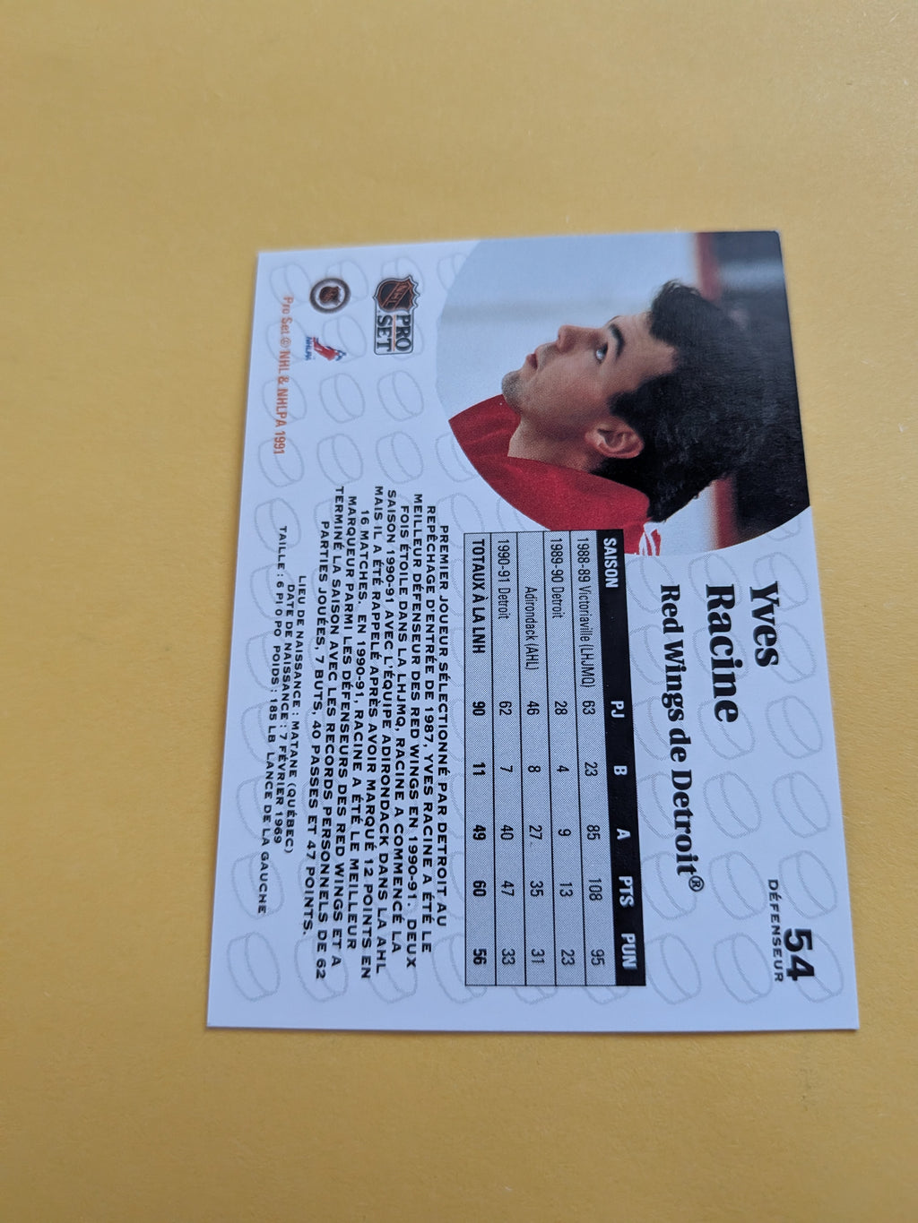 Yves Racine Signed Detroit Red Wings Card A
