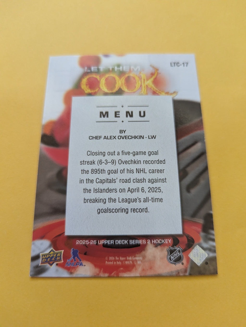 Alex Ovechkin 25-26 Upper Deck Let Them Cook Card