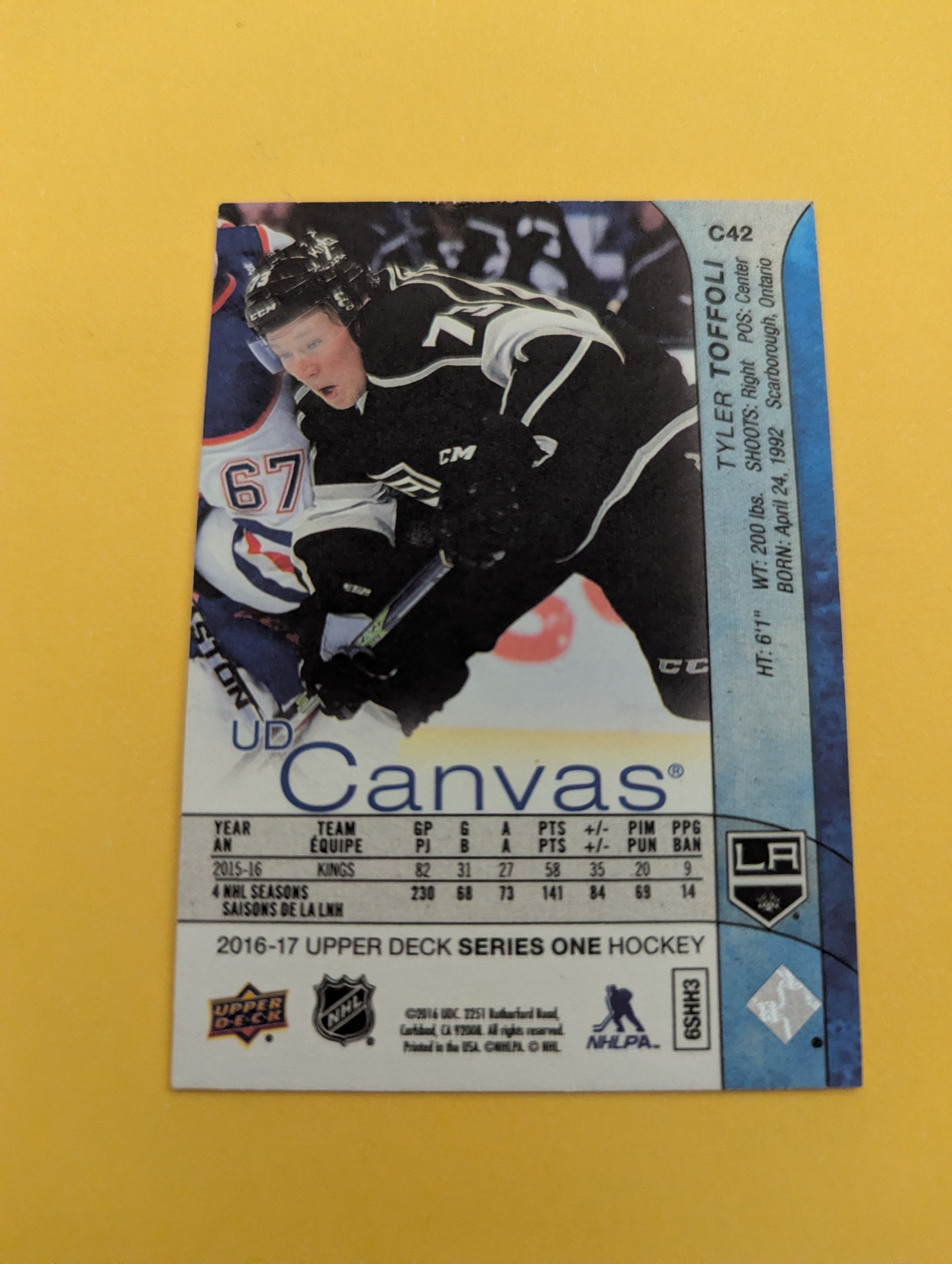 Tyler Toffoli 16-17 Upper Deck UD Canvas Card