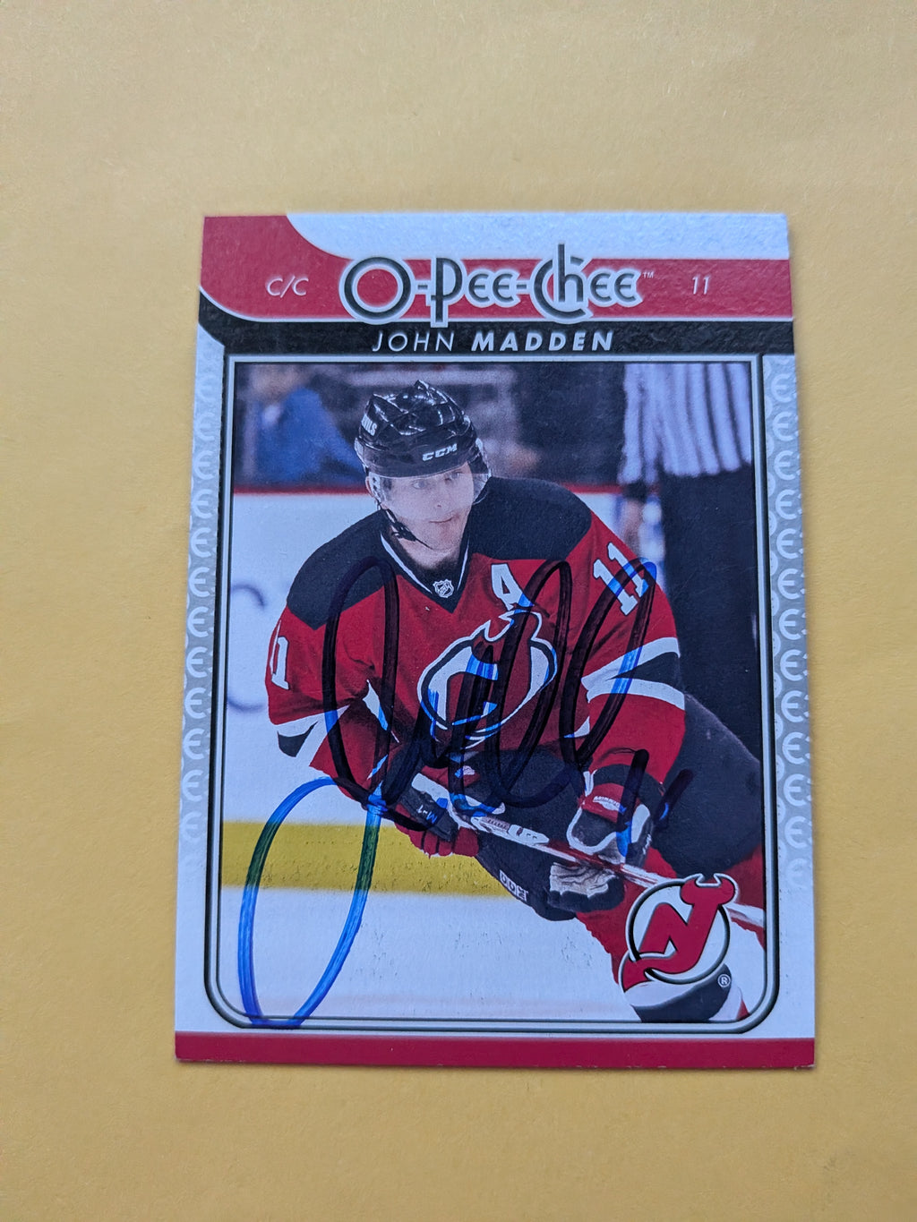 John Madden Signed New Jersey Devils Card A