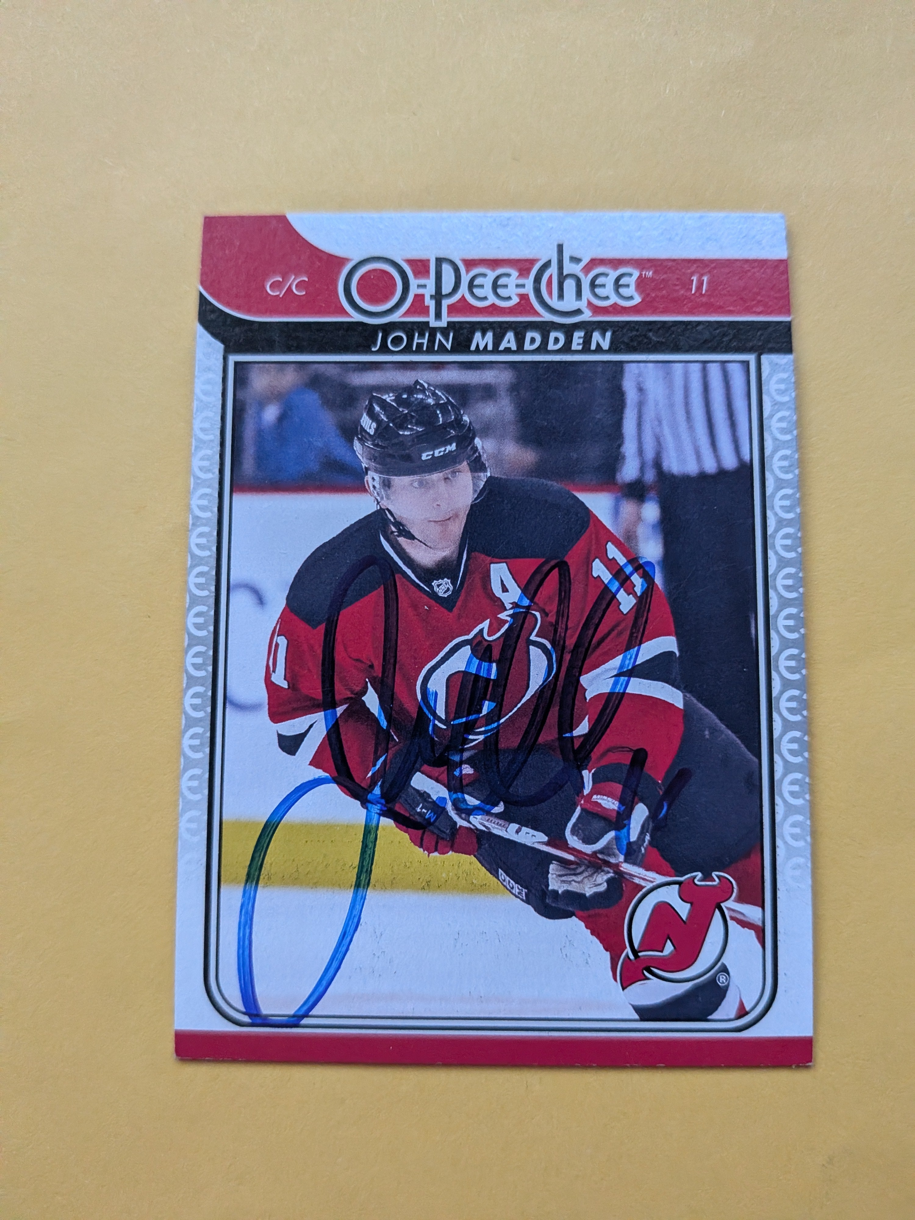 John Madden Signed New Jersey Devils Card A
