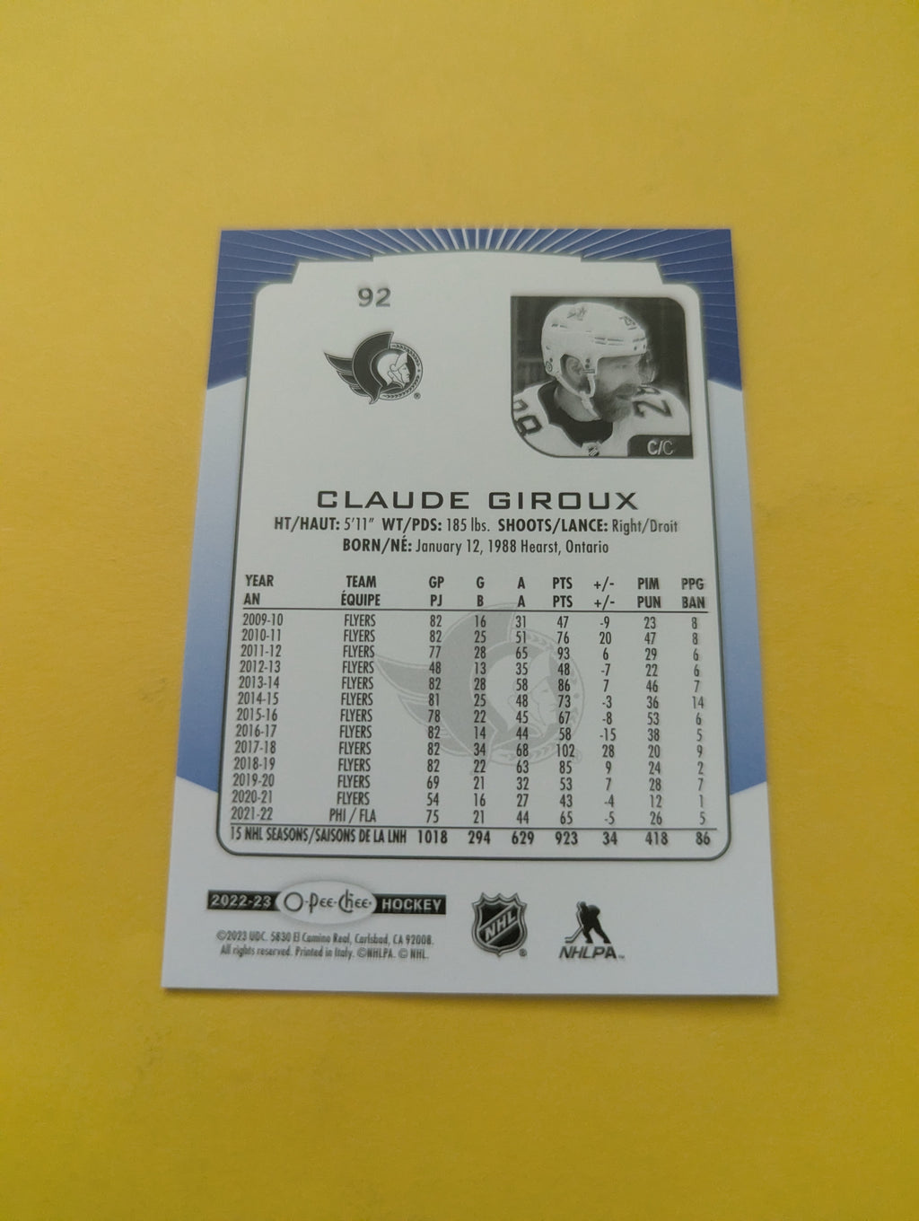 Claude Giroux 22-23 OPC Blue Card