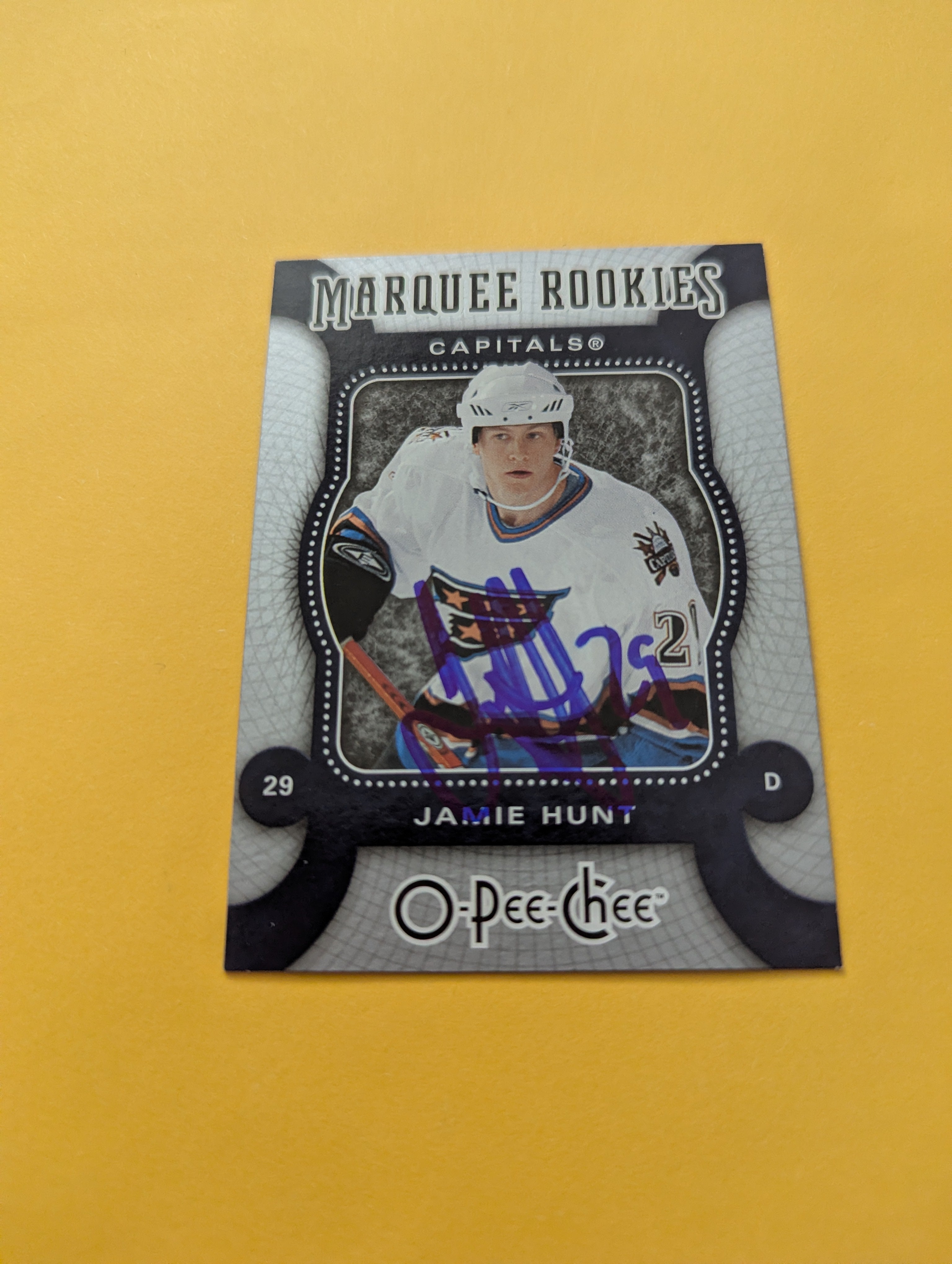 Jamie Hunt Signed Washington Capitals Rookie Card