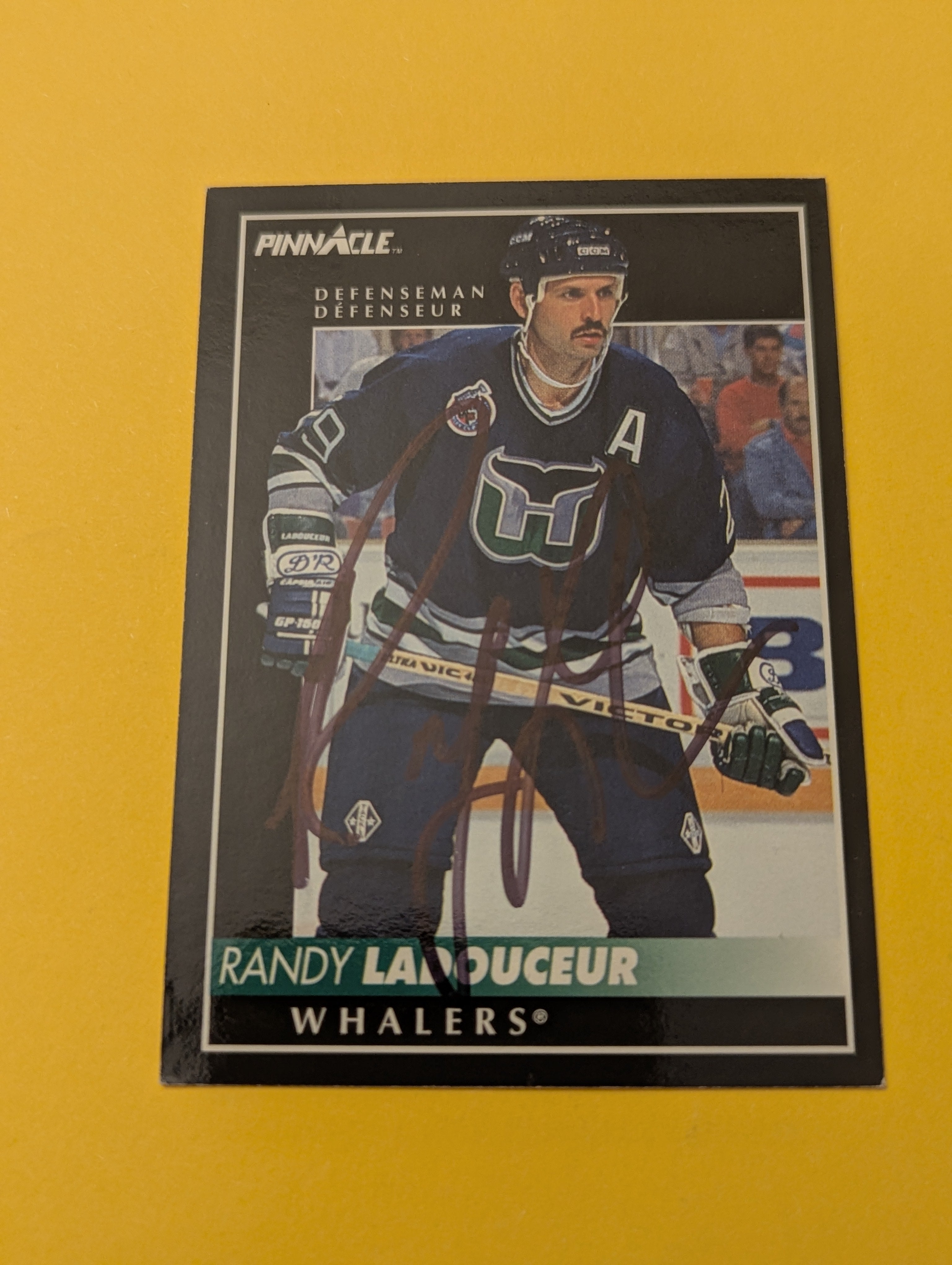 Randy Ladouceur Signed Hartford Whalers Card