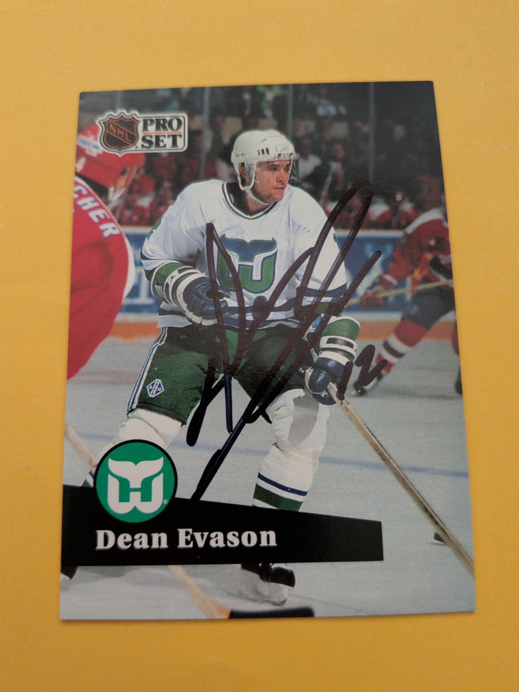 Dean Evason Signed Hartford Whalers Card A