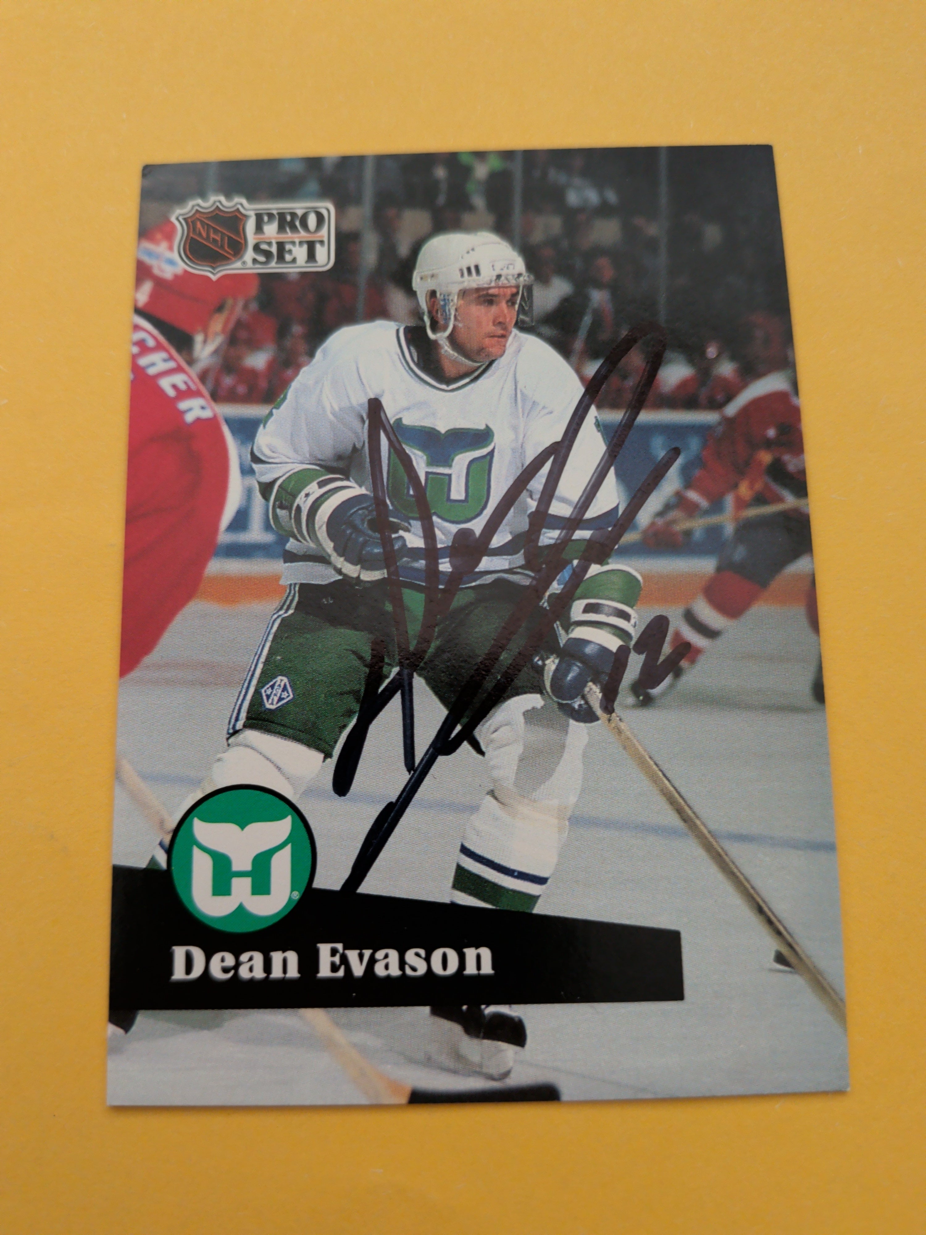 Dean Evason Signed Hartford Whalers Card A