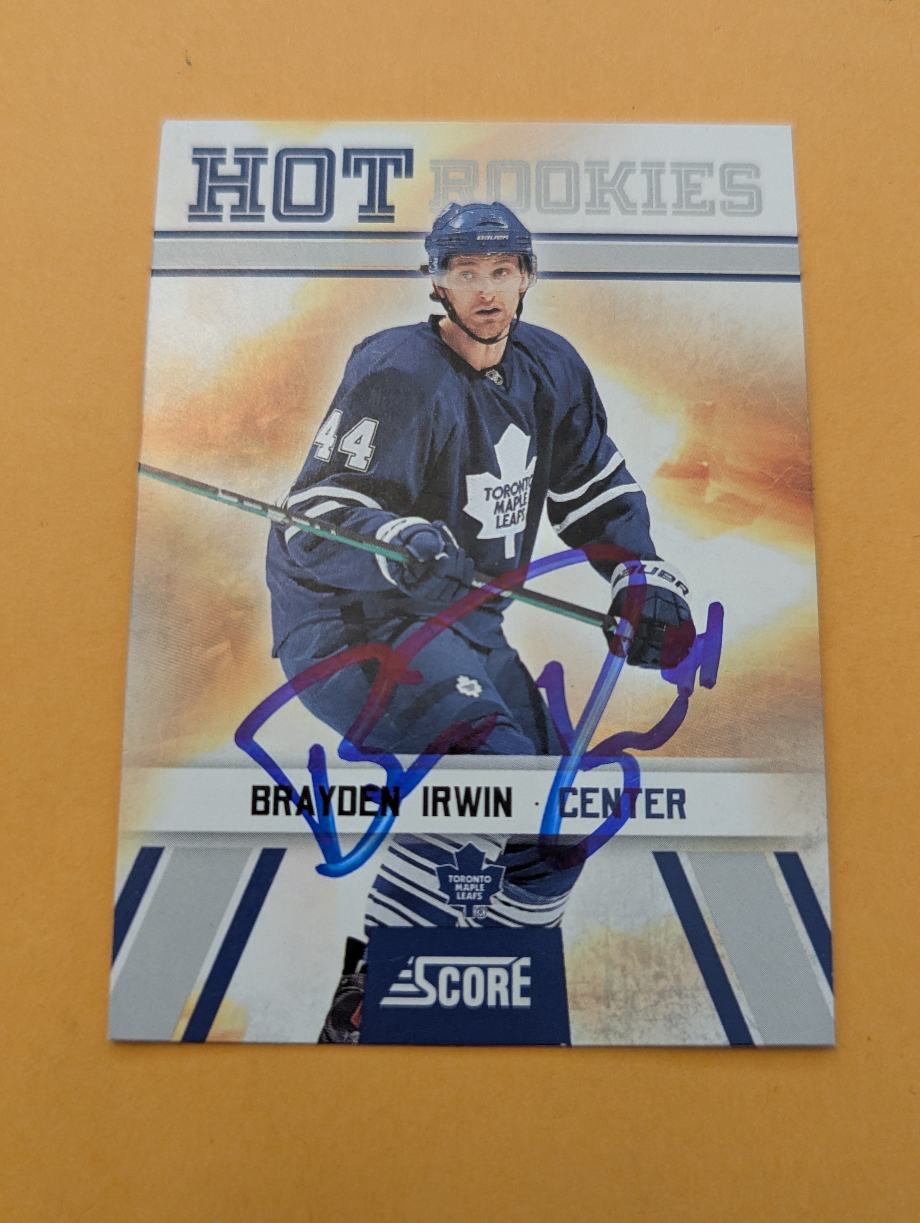 Brayden Irwin Signed Toronto Maple Leafs Rookie Card