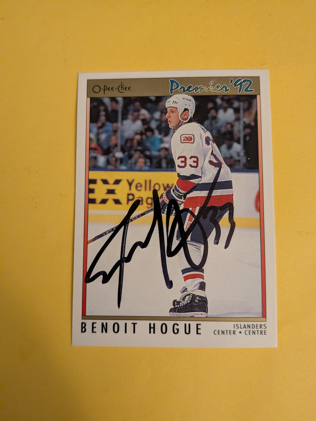 Benoit Hogue Signed New York Islanders Card C