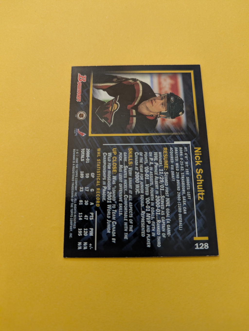 Nick Schultz Signed Minnesota Wild Rookie Card