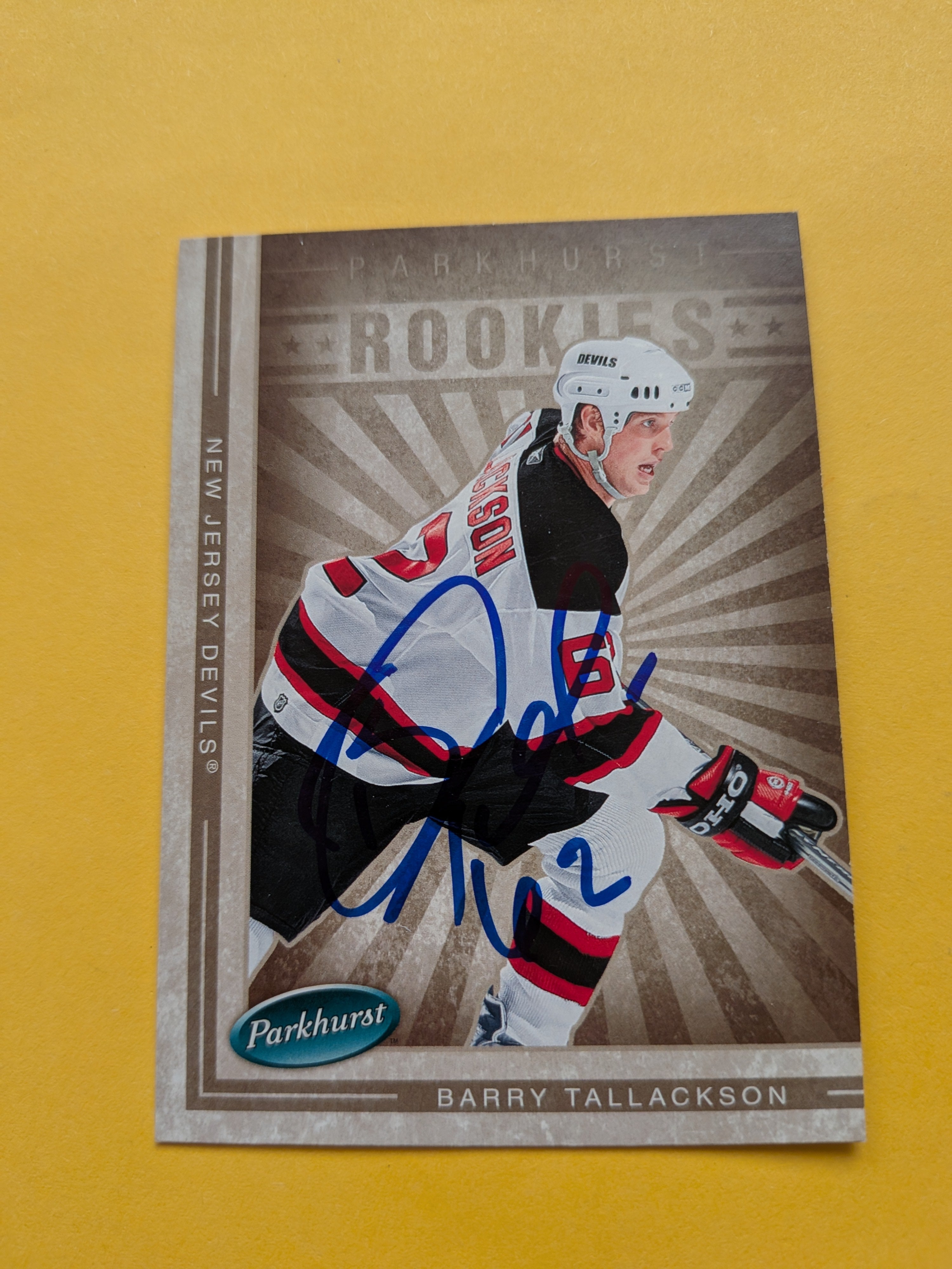 Barry Tallackson Signed New Jersey Devils Rookie Card A