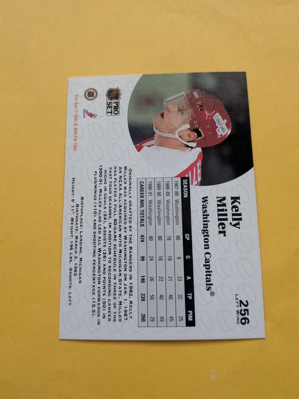 Kelly Miller Signed Washington Capitals Card F