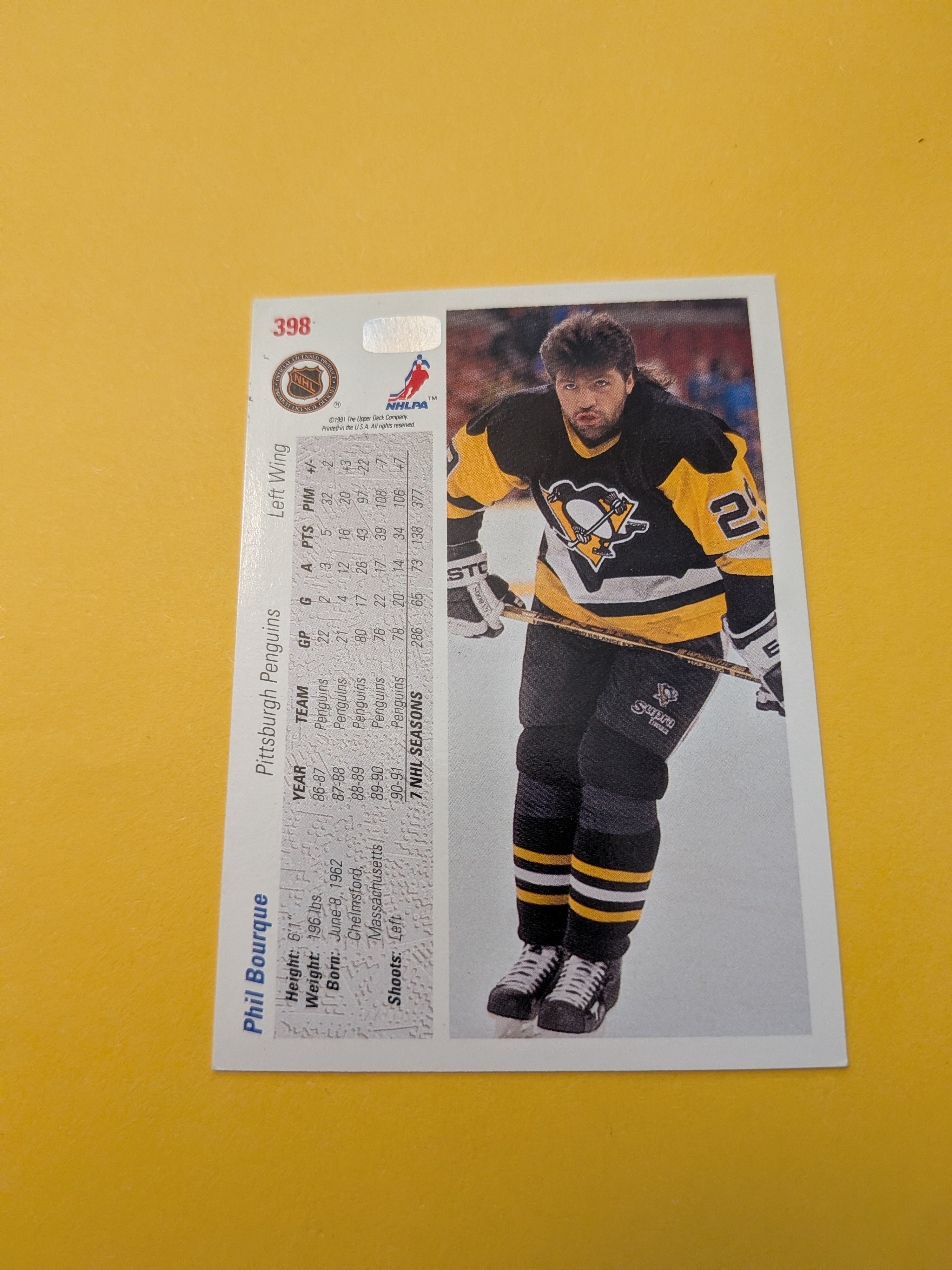 Phil Bourque Signed Pittsburgh Penguins Card C