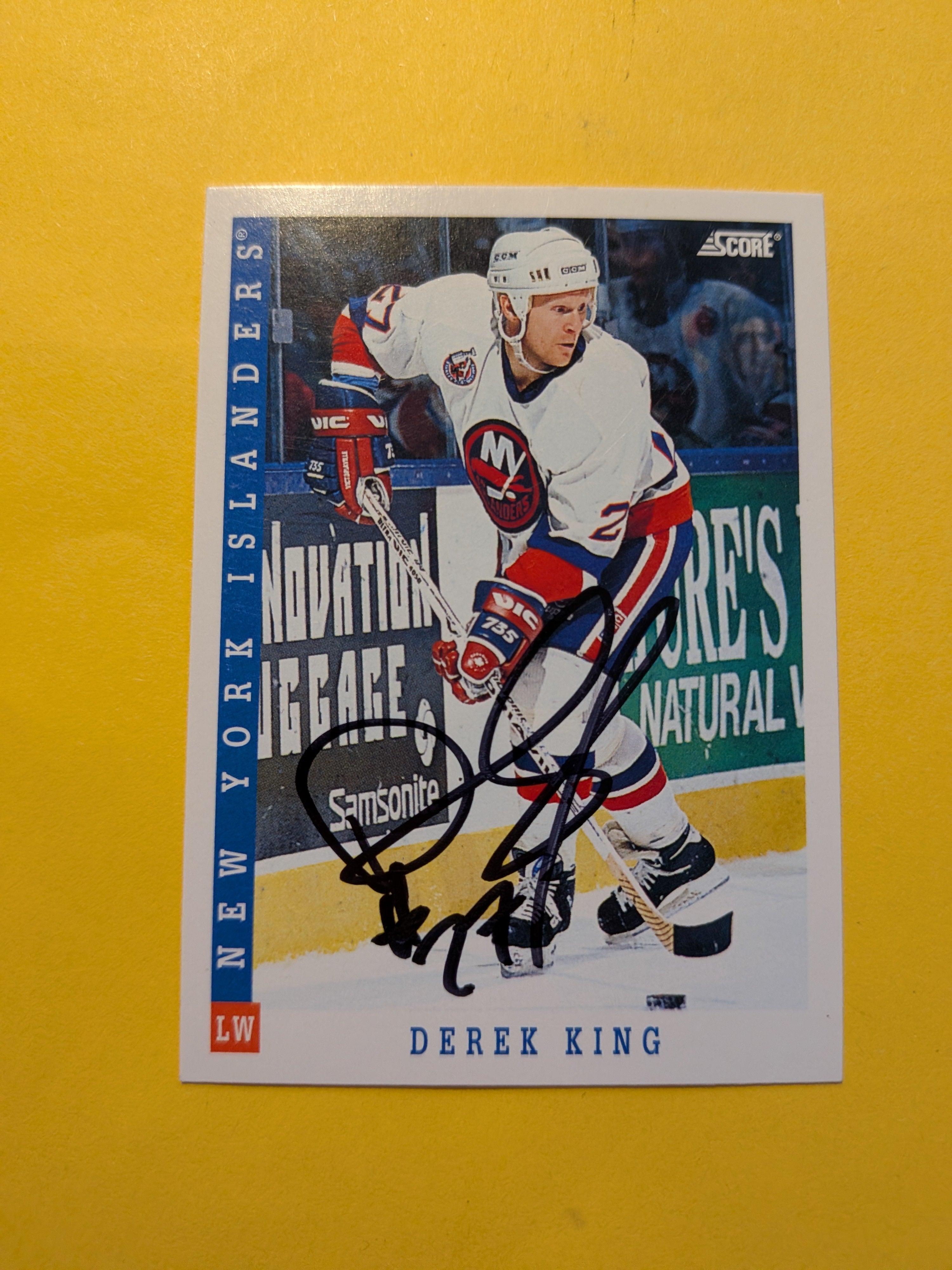 Derek King Signed New York Islanders Card E