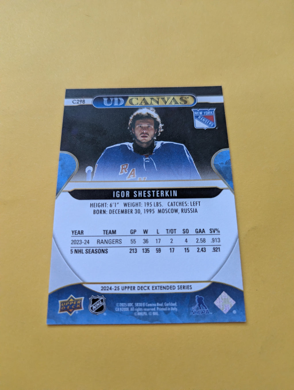 Igor Shesterkin 24-25 Upper Deck UD Canvas Card