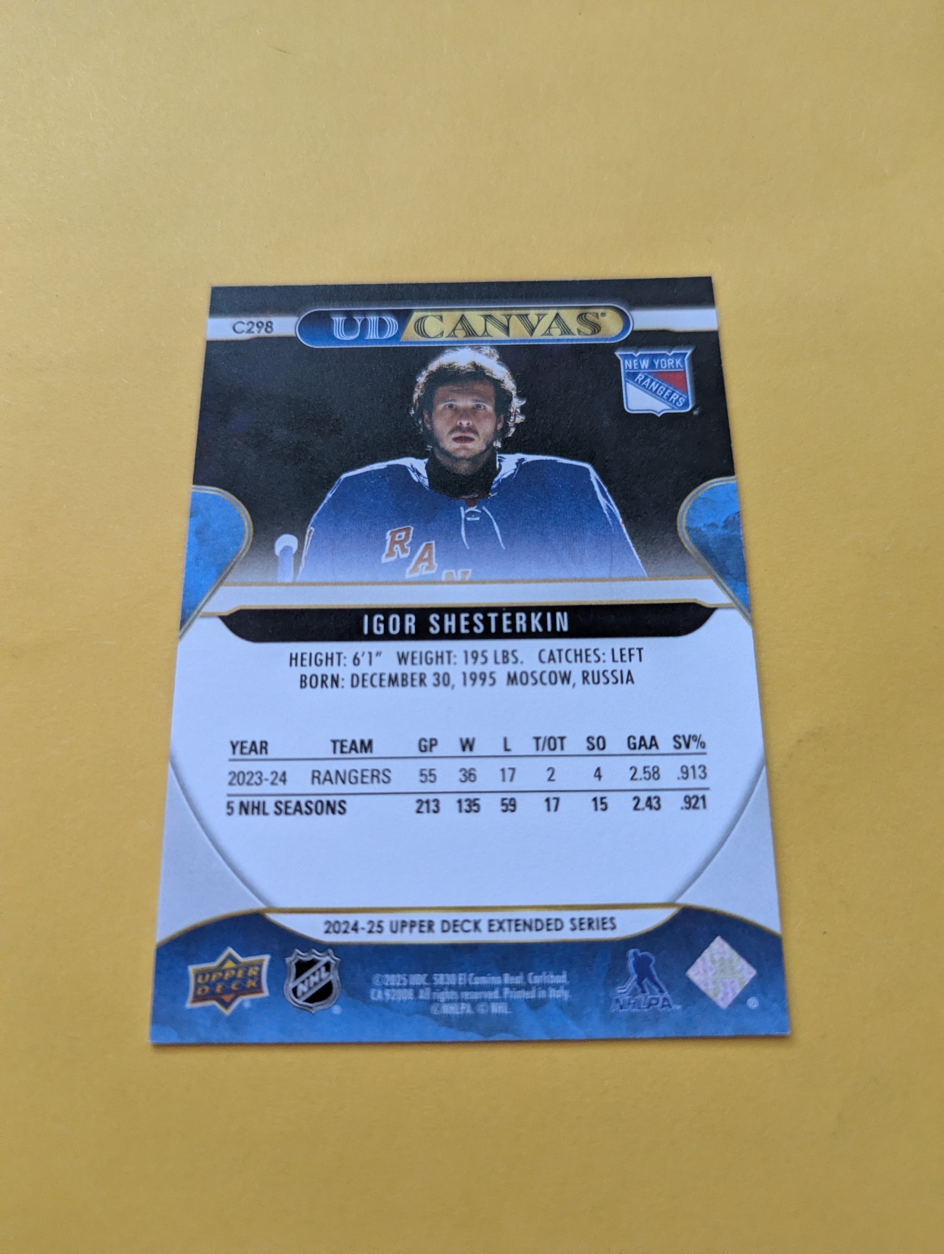 Igor Shesterkin 24-25 Upper Deck UD Canvas Card