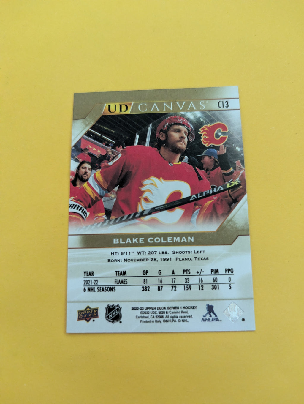 Blake Coleman 22-23 Upper Deck UD Canvas Card
