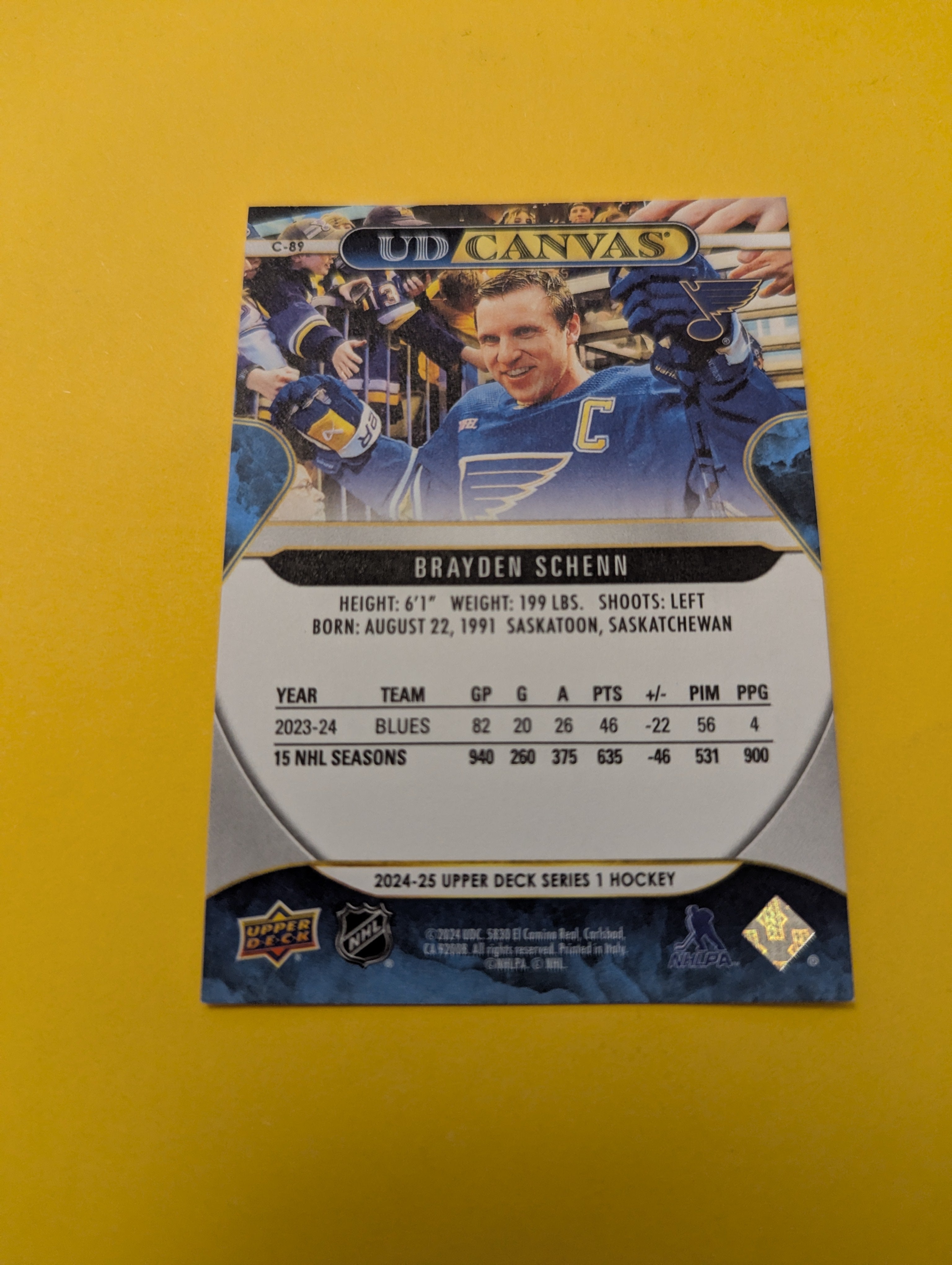 Brayden Schenn 24-25 Upper Deck UD Canvas Card