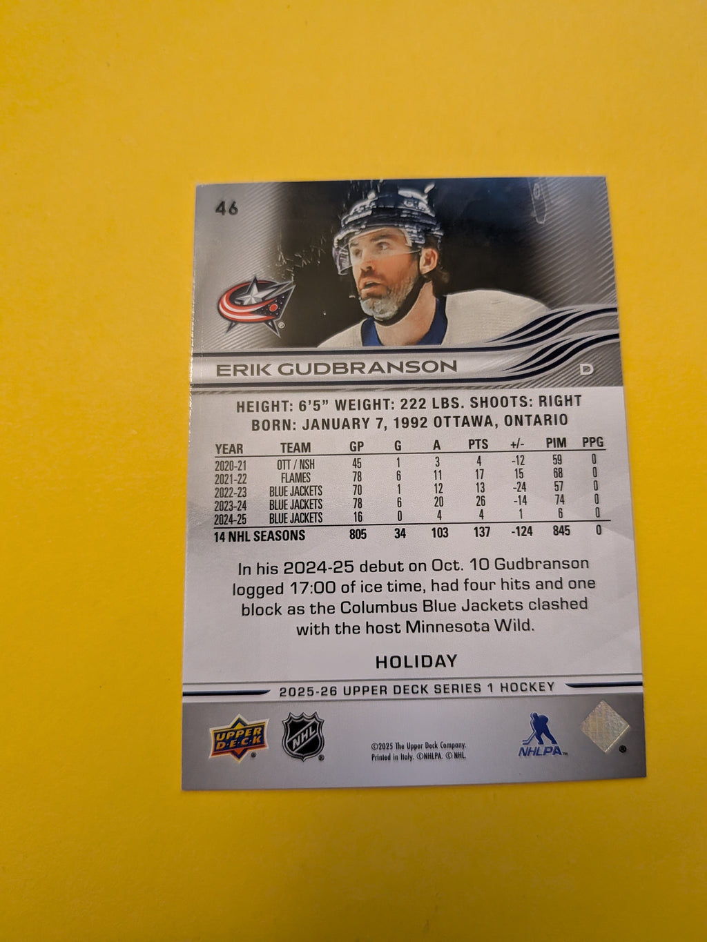 Erik Gudbranson 25-26 Upper Deck Green Holiday Card