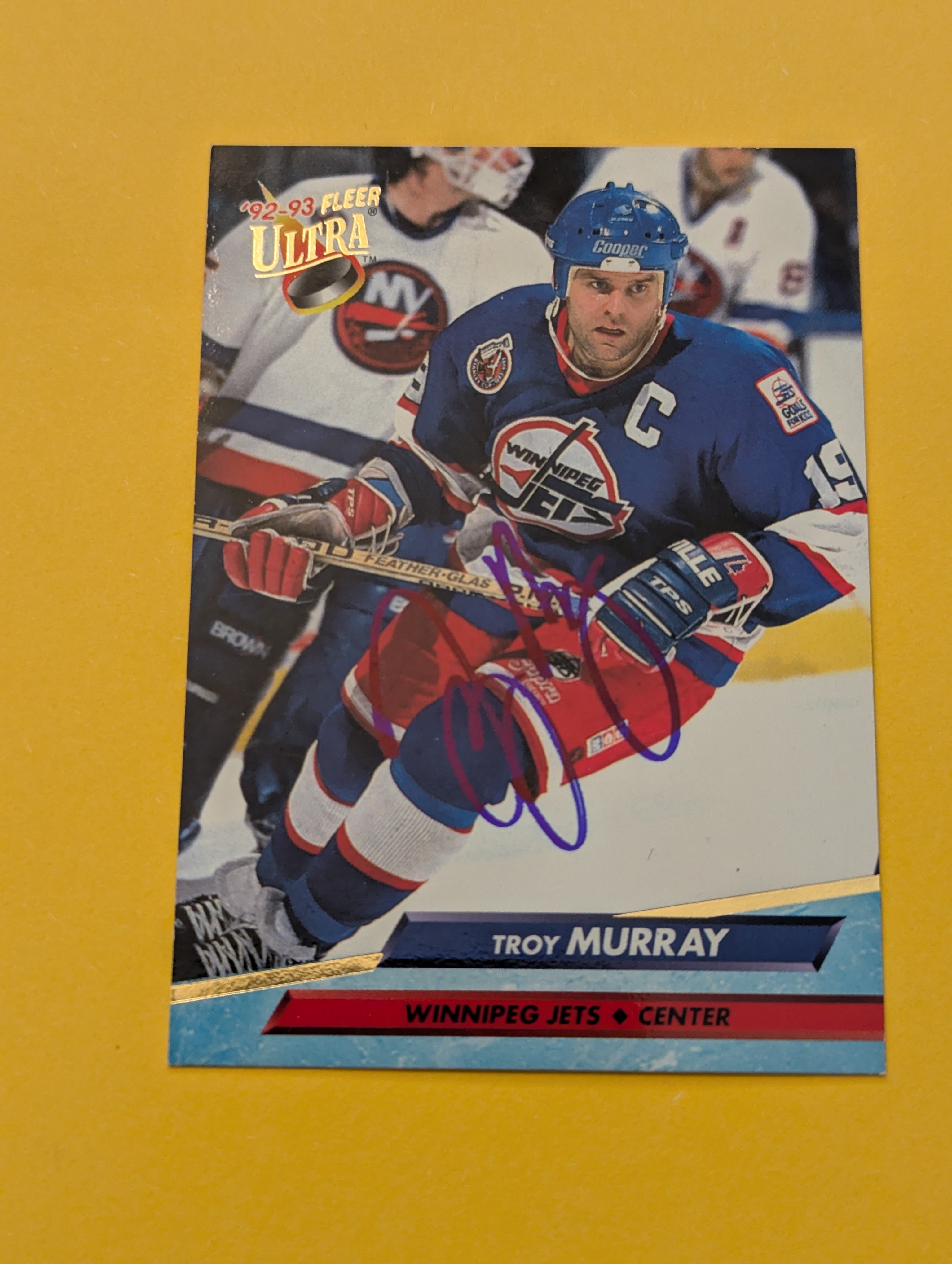 Troy Murray Signed Winnipeg Jets Card