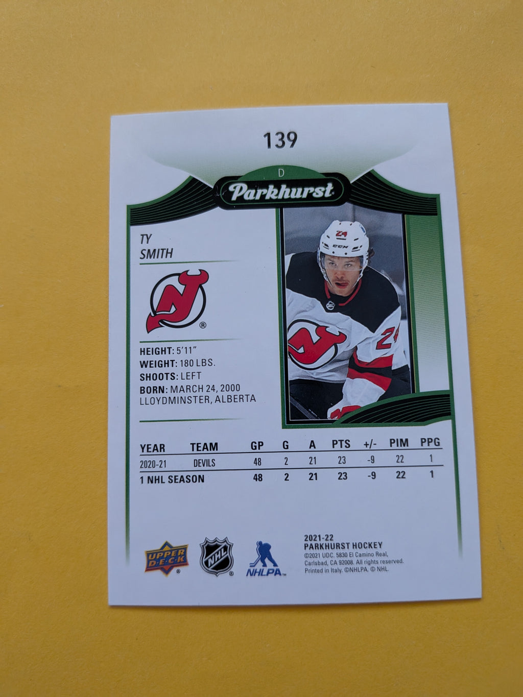 Ty Smith Signed New Jersey Devils Card A