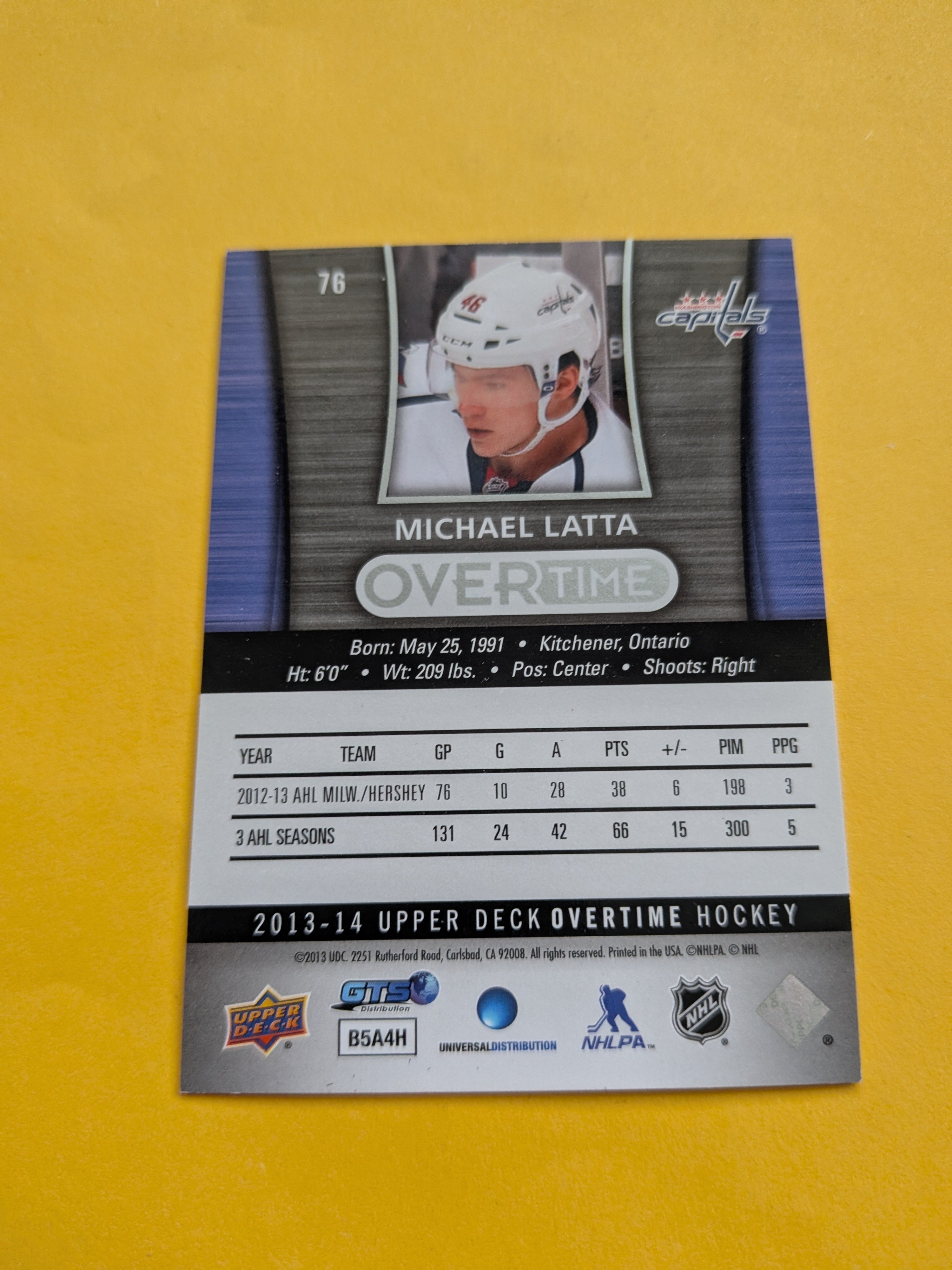 Michael Latta Signed Washington Capitals Card A