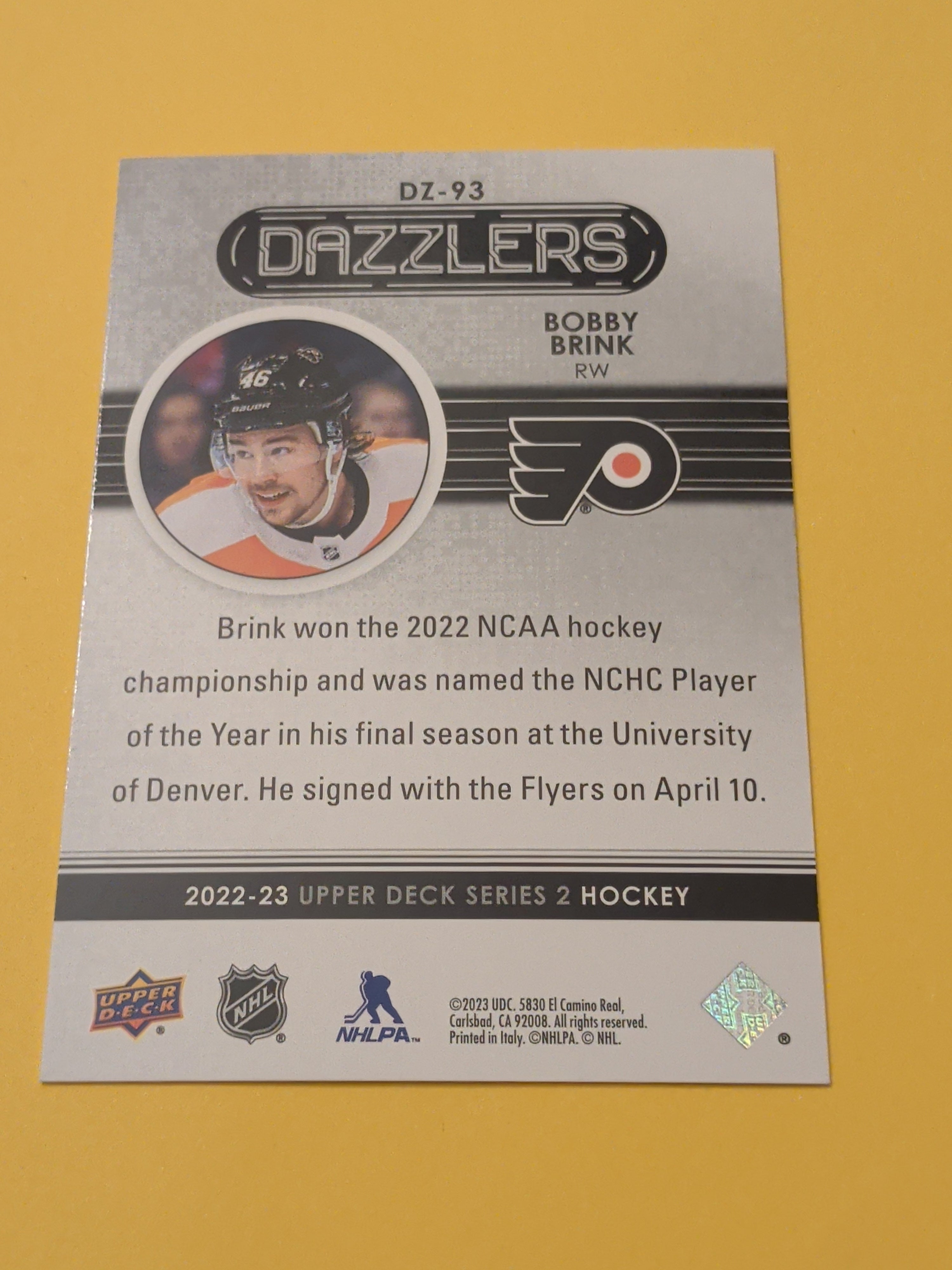 Bobby Brink 22-23 Upper Deck Dazzlers Green Card