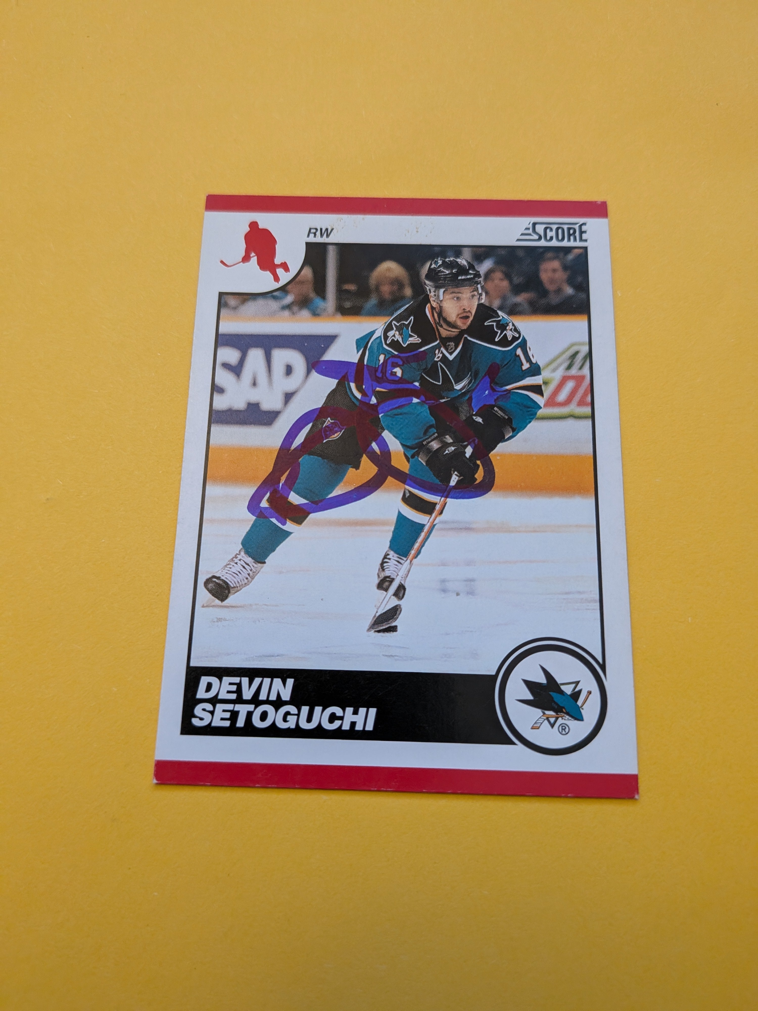 Devin Setoguchi Signed San Jose Sharks Card A