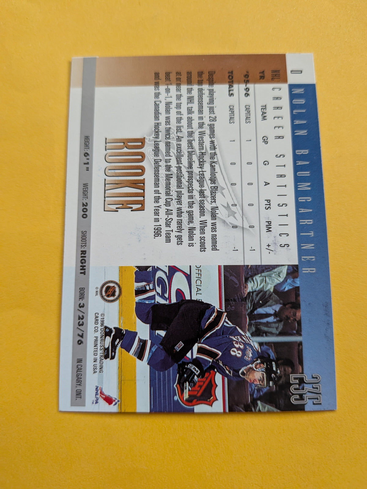 Nolan Baumgartner Signed Washington Capitals Card C