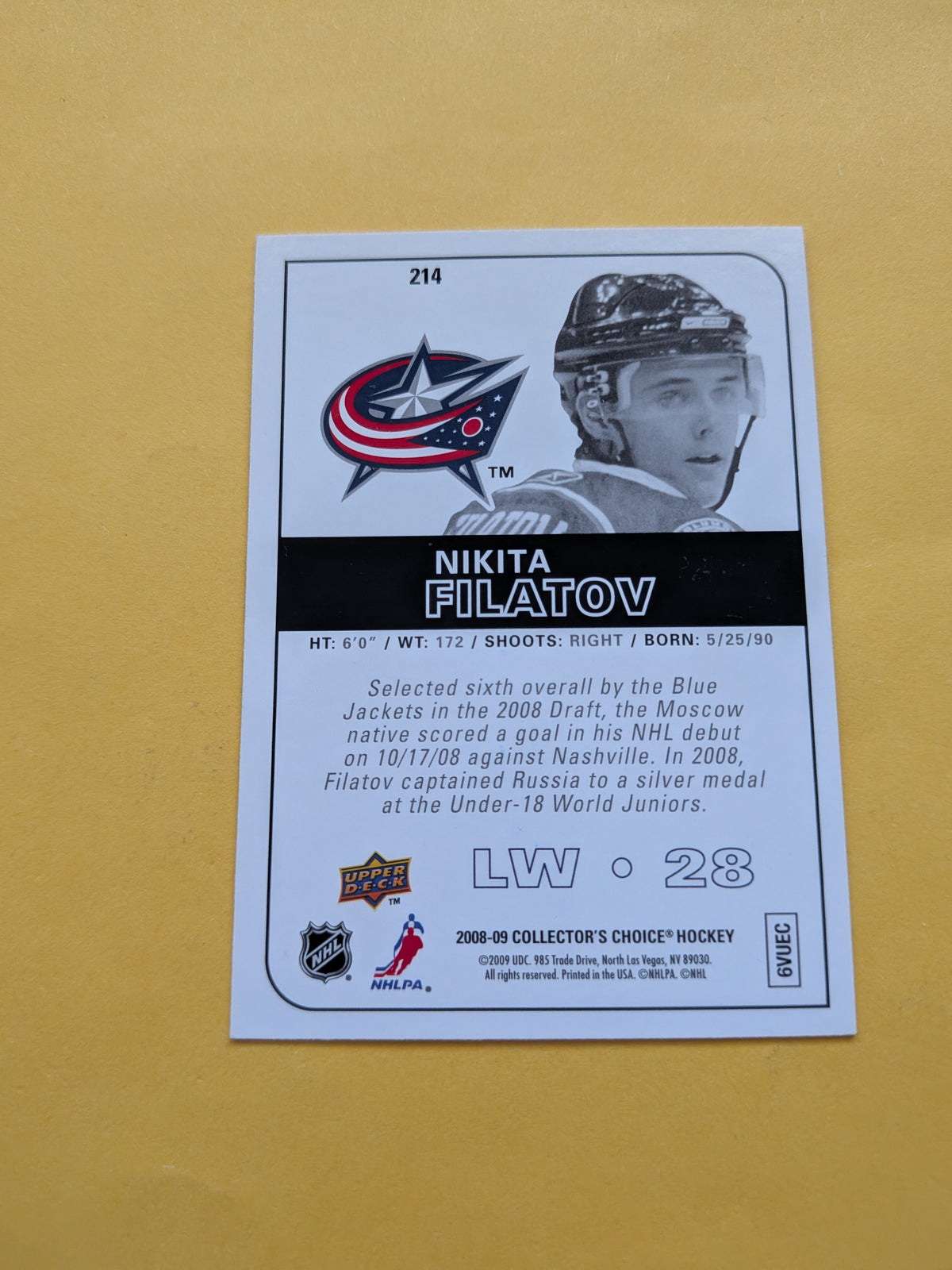 Nikita Filatov Signed Columbus Blue Jackets Rookie Card A
