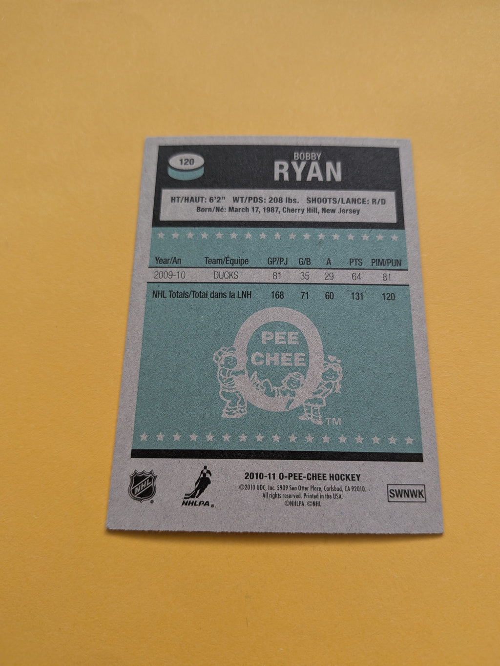 Bobby Ryan Signed Anaheim Ducks Card L