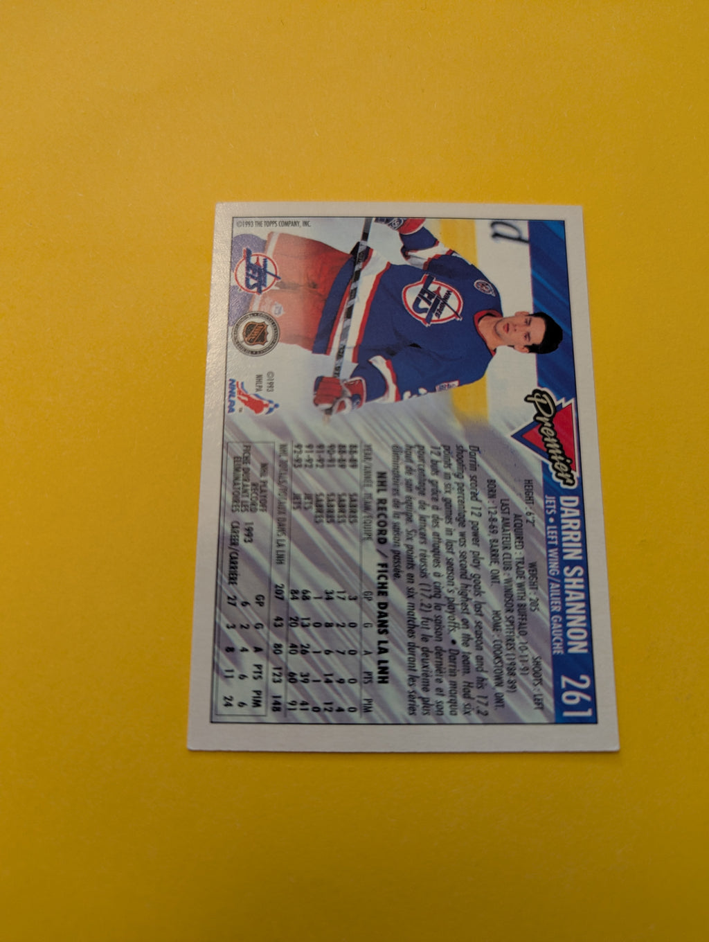 Darrin Shannon Signed Winnipeg Jets Card