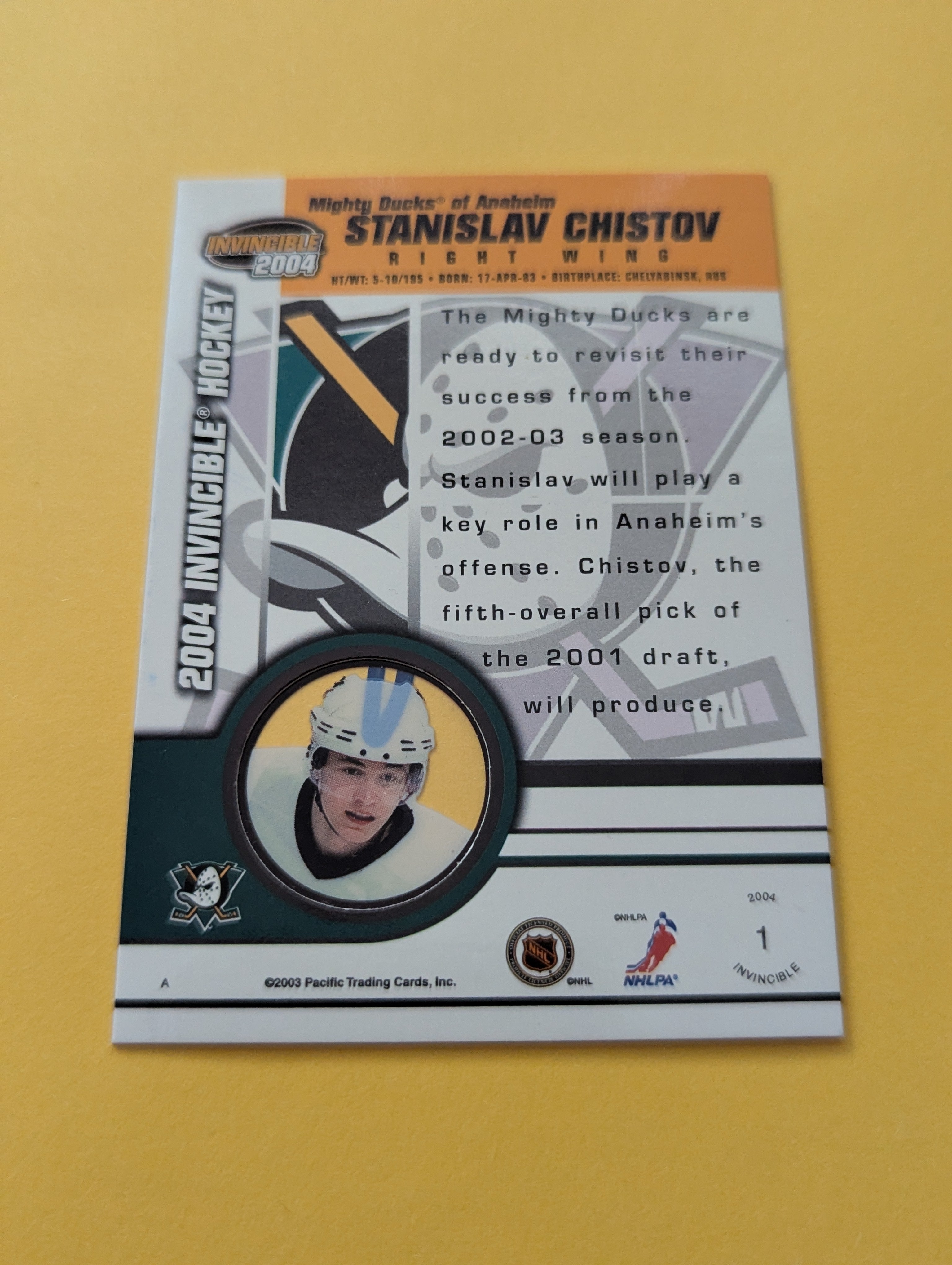 Stanislav Chistov Signed Anaheim Ducks Card