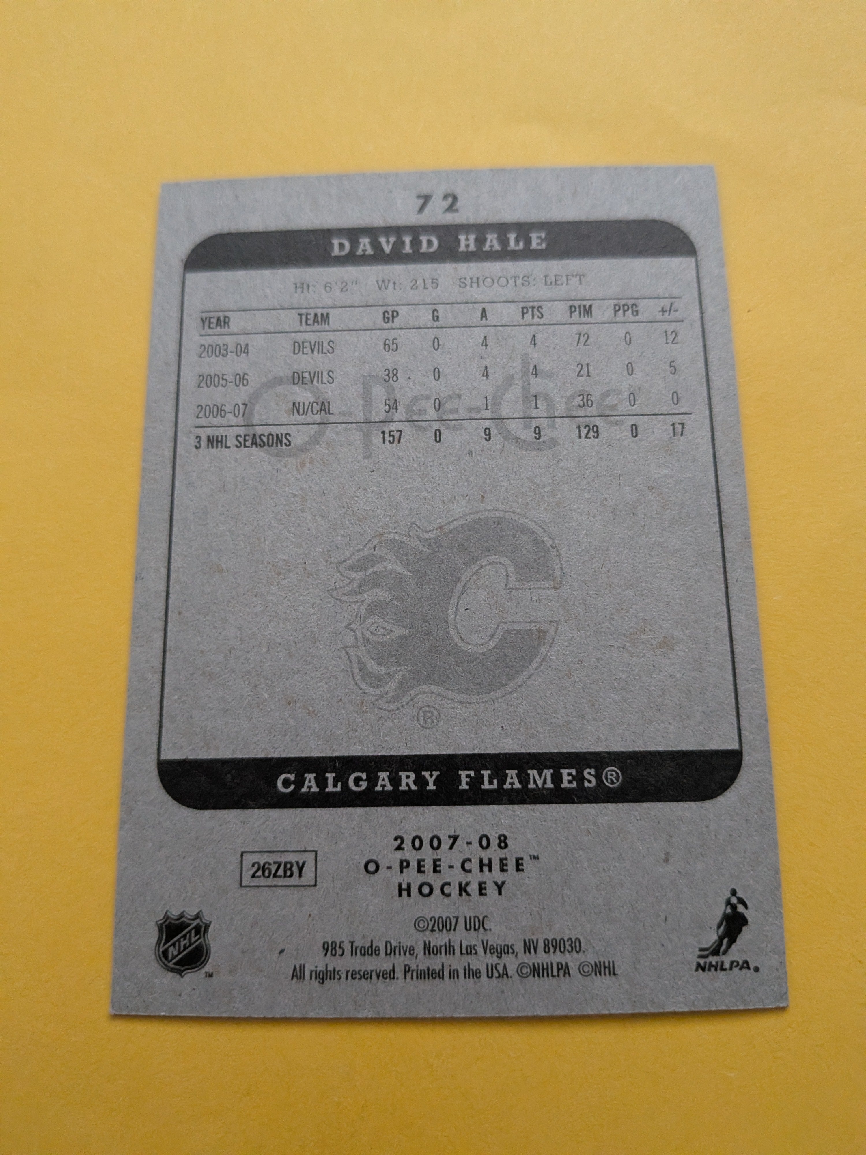 David Hale Signed Calgary Flames Card A