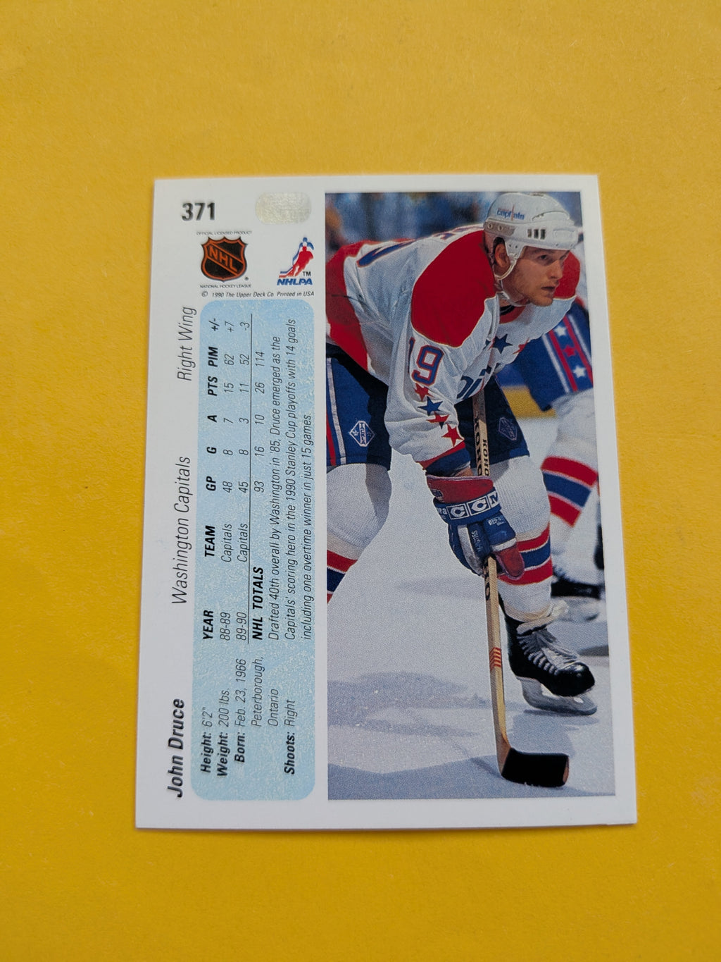 John Druce Signed Washington Capitals Card B