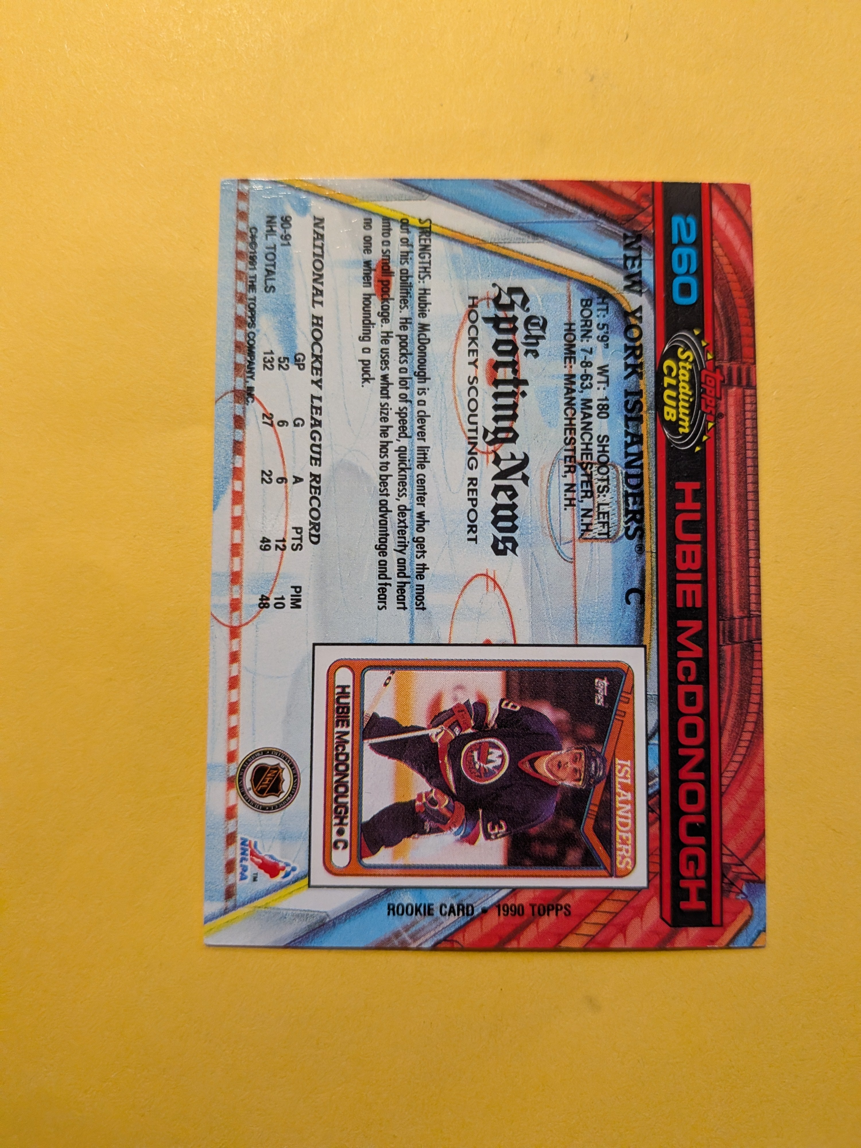 Hubie McDonough Signed New York Islanders Card E
