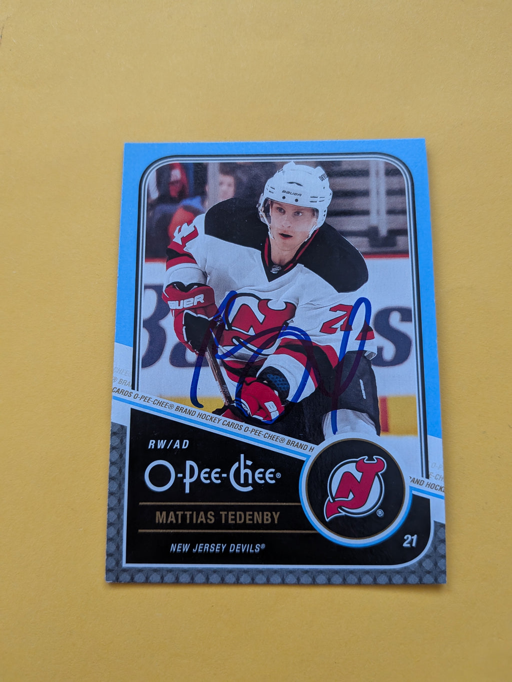 Mattias Tedenby Signed New Jersey Devils Card B
