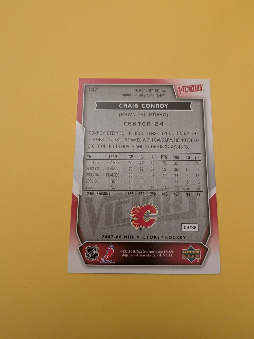 Craig Conroy Signed Calgary Flames Card F