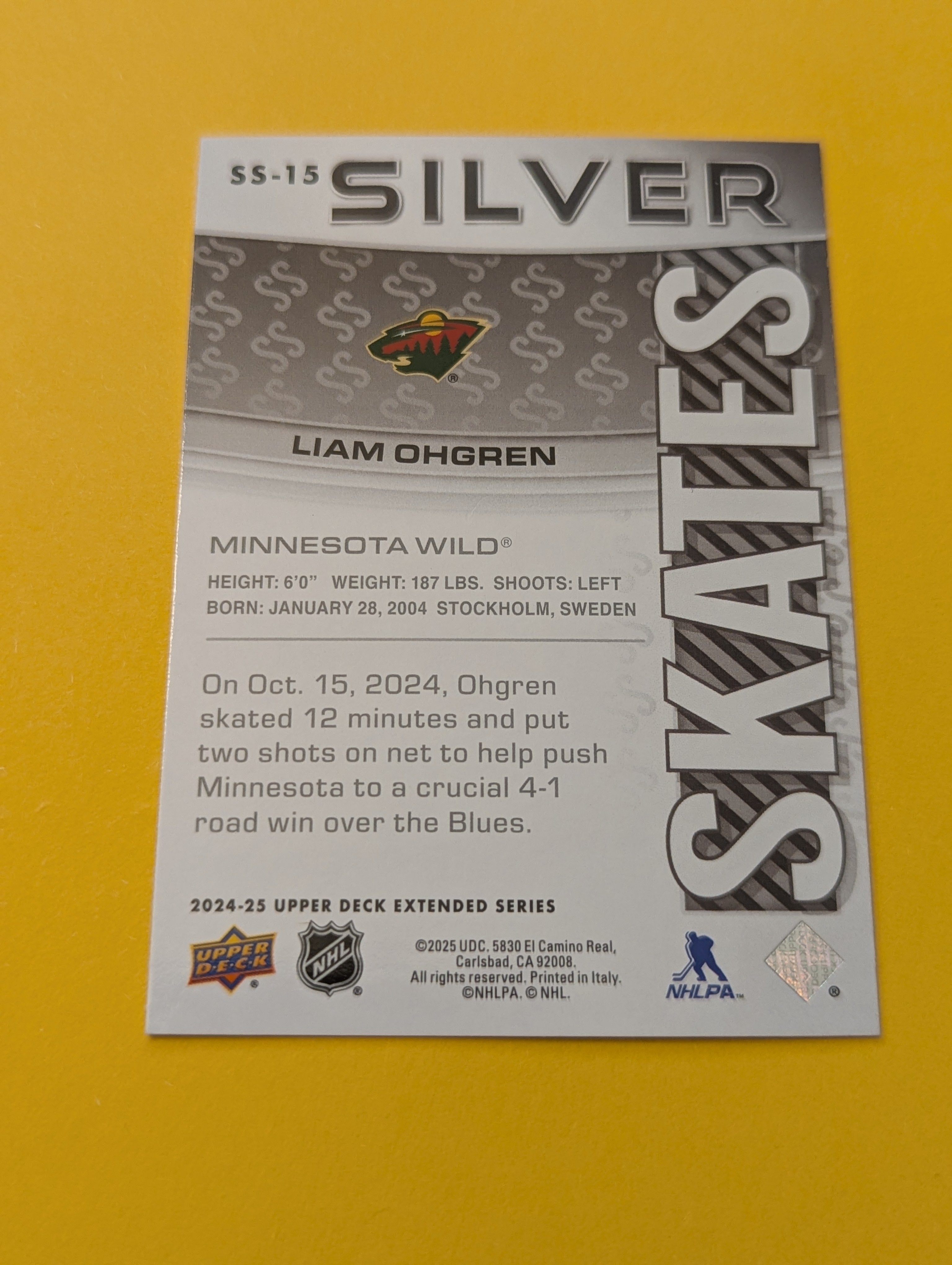 Liam Ohgren Signed Minnesota Wild Card Vancouver Canucks