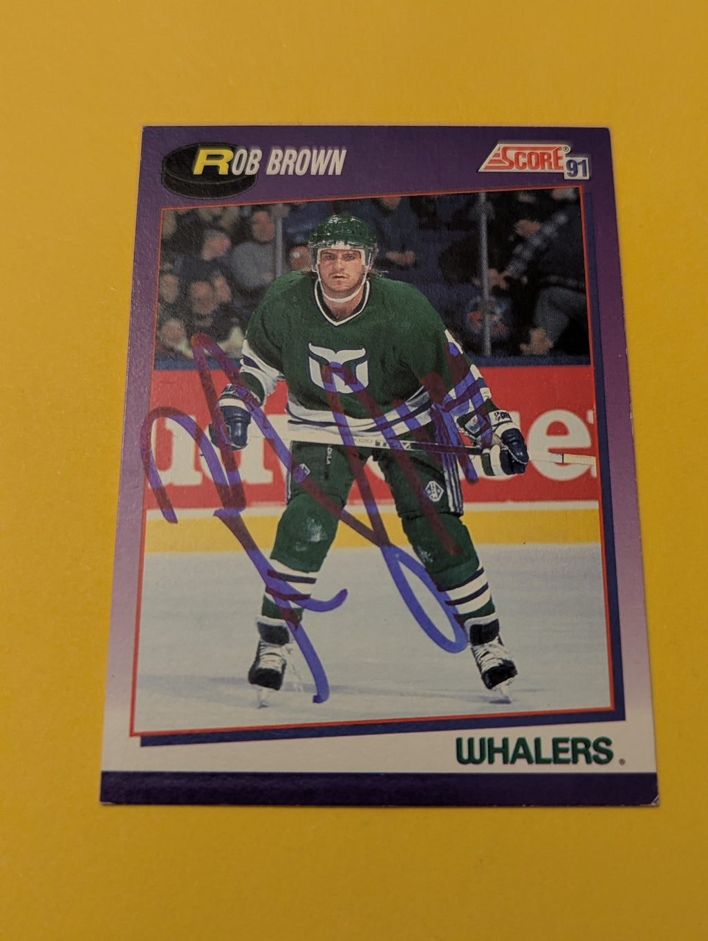 Rob Brown Signed Hartford Whalers Card