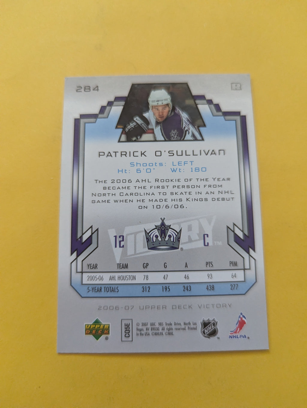 Patrick O'Sullivan Signed Los Angeles Kings Rookie Card A