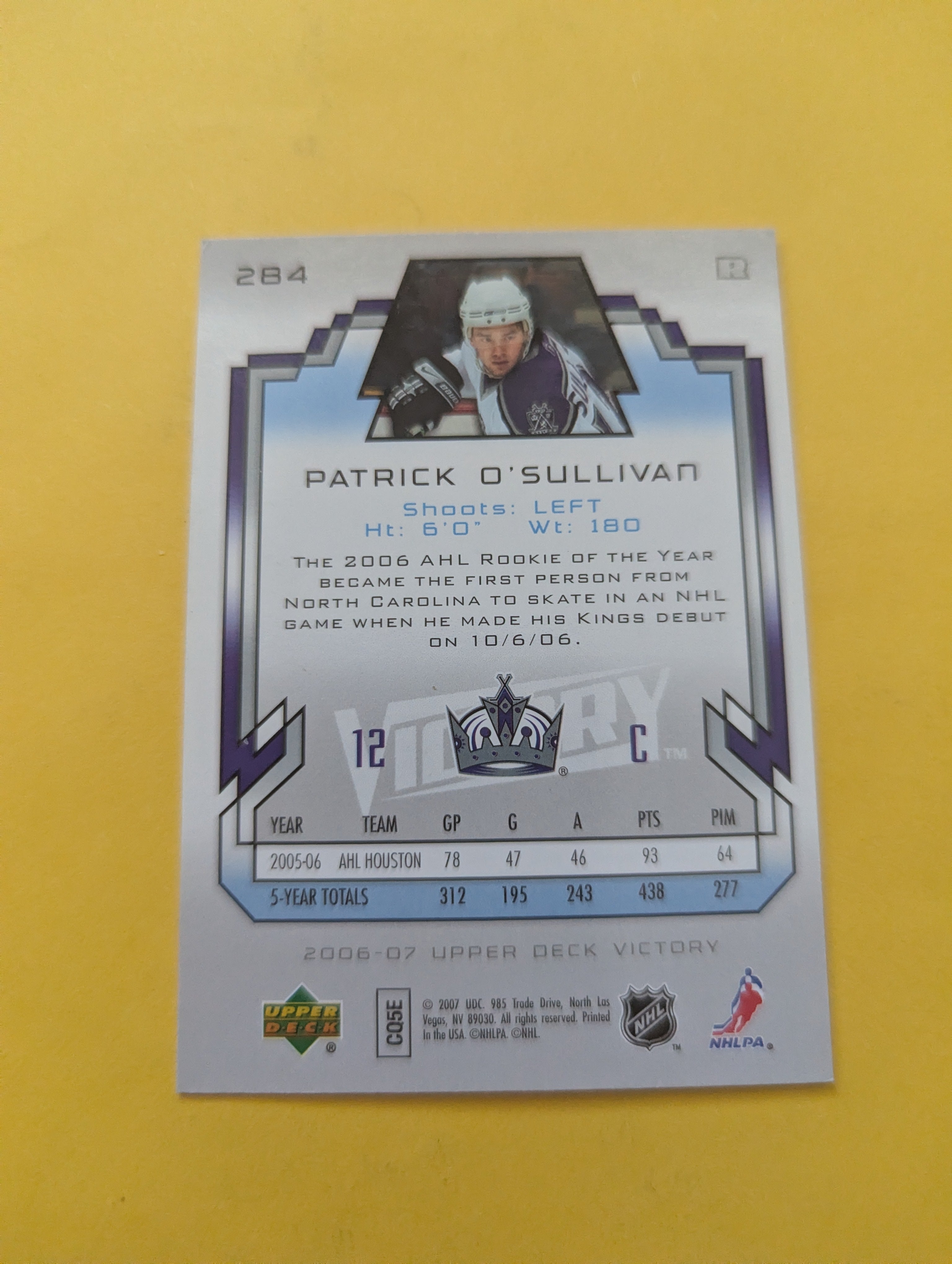 Patrick O'Sullivan Signed Los Angeles Kings Rookie Card A