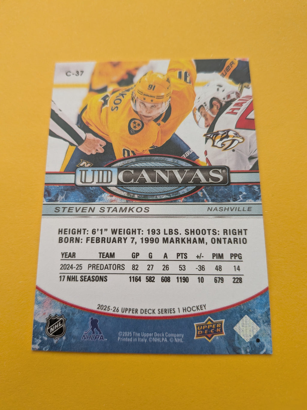 Steven Stamkos 25-26 Upper Deck UD Canvas Card