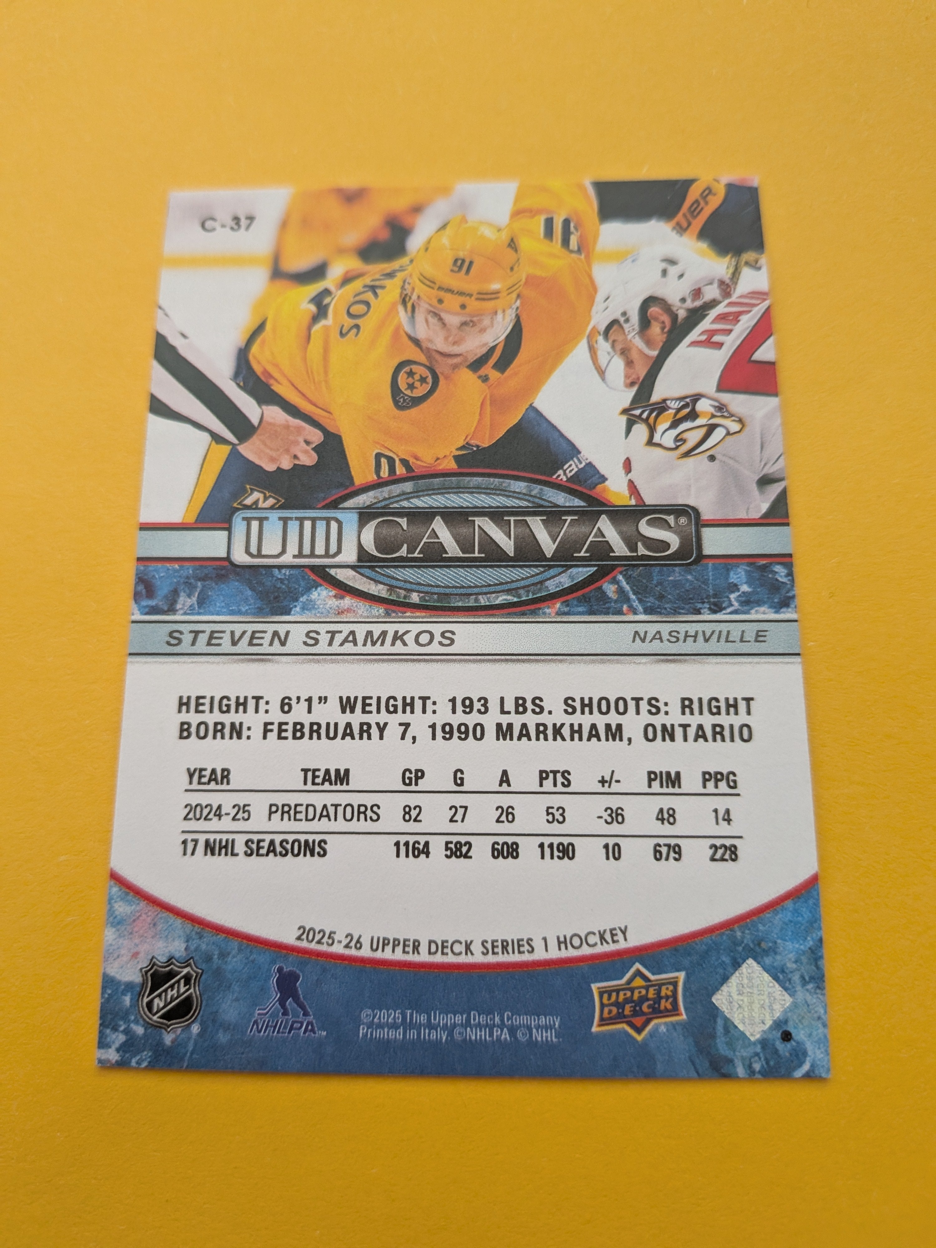 Steven Stamkos 25-26 Upper Deck UD Canvas Card