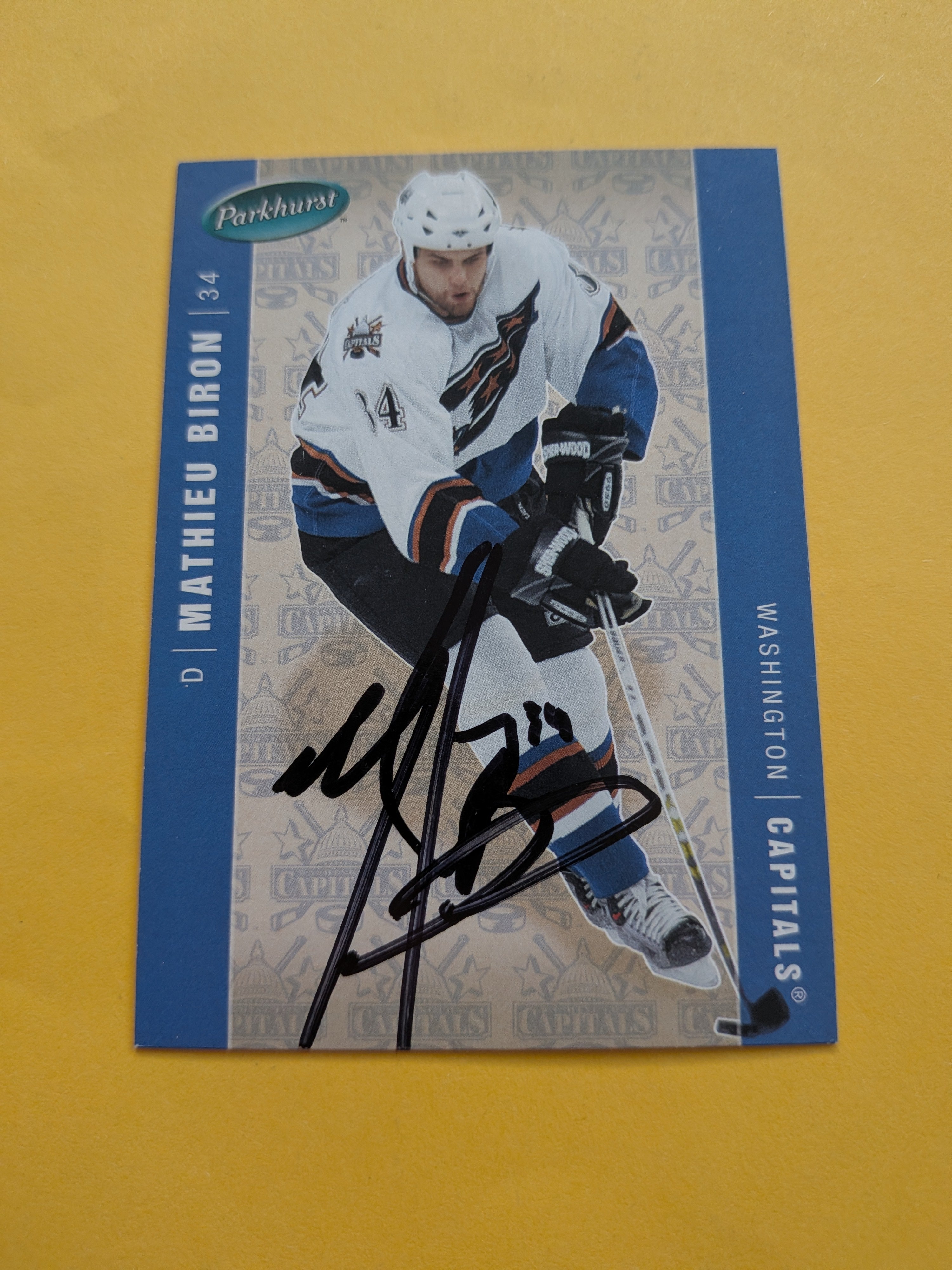 Mathieu Biron Signed Washington Capitals Card A