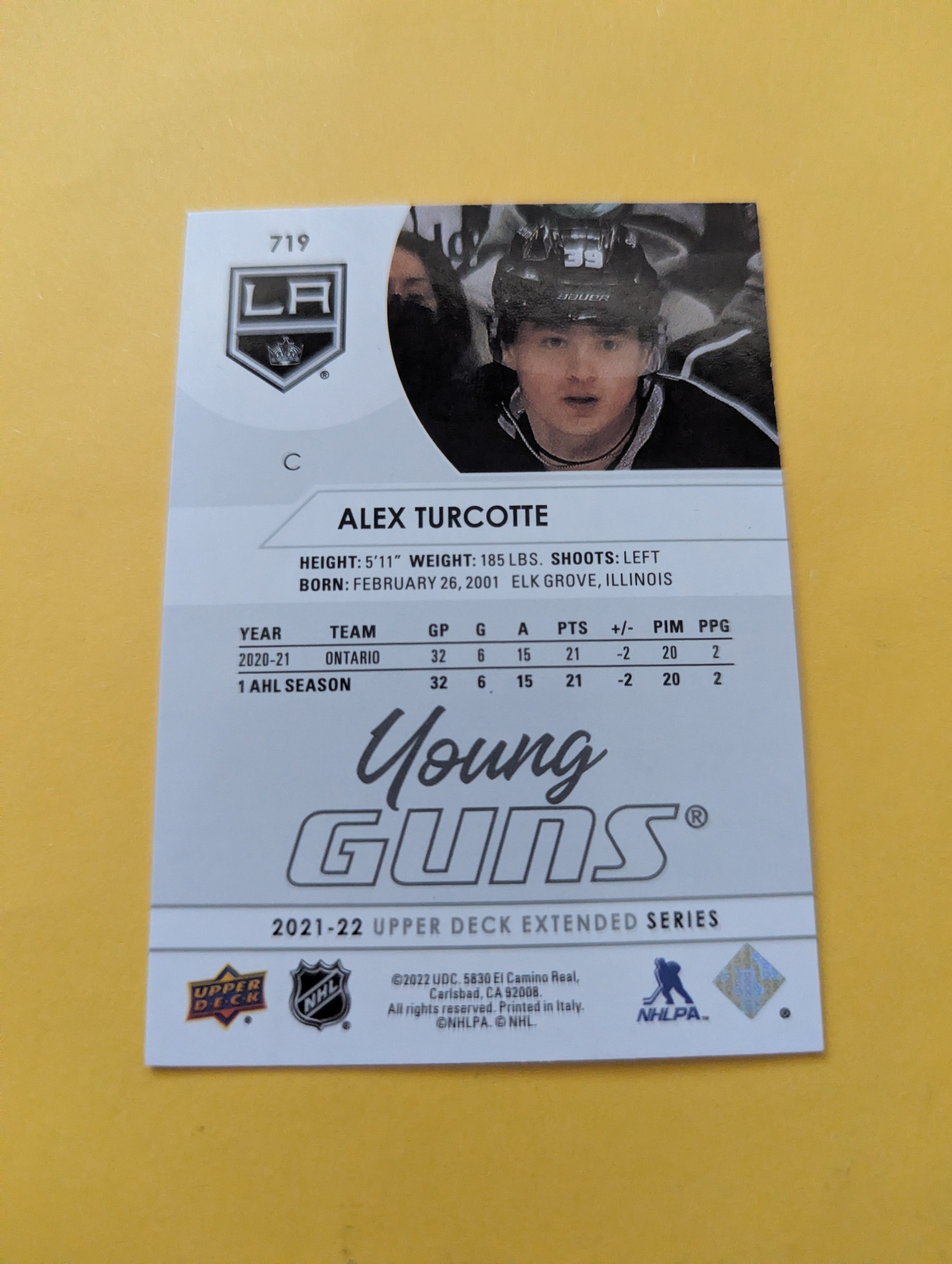 Alex Turcotte Signed Los Angeles Kings Young Guns Rookie Card