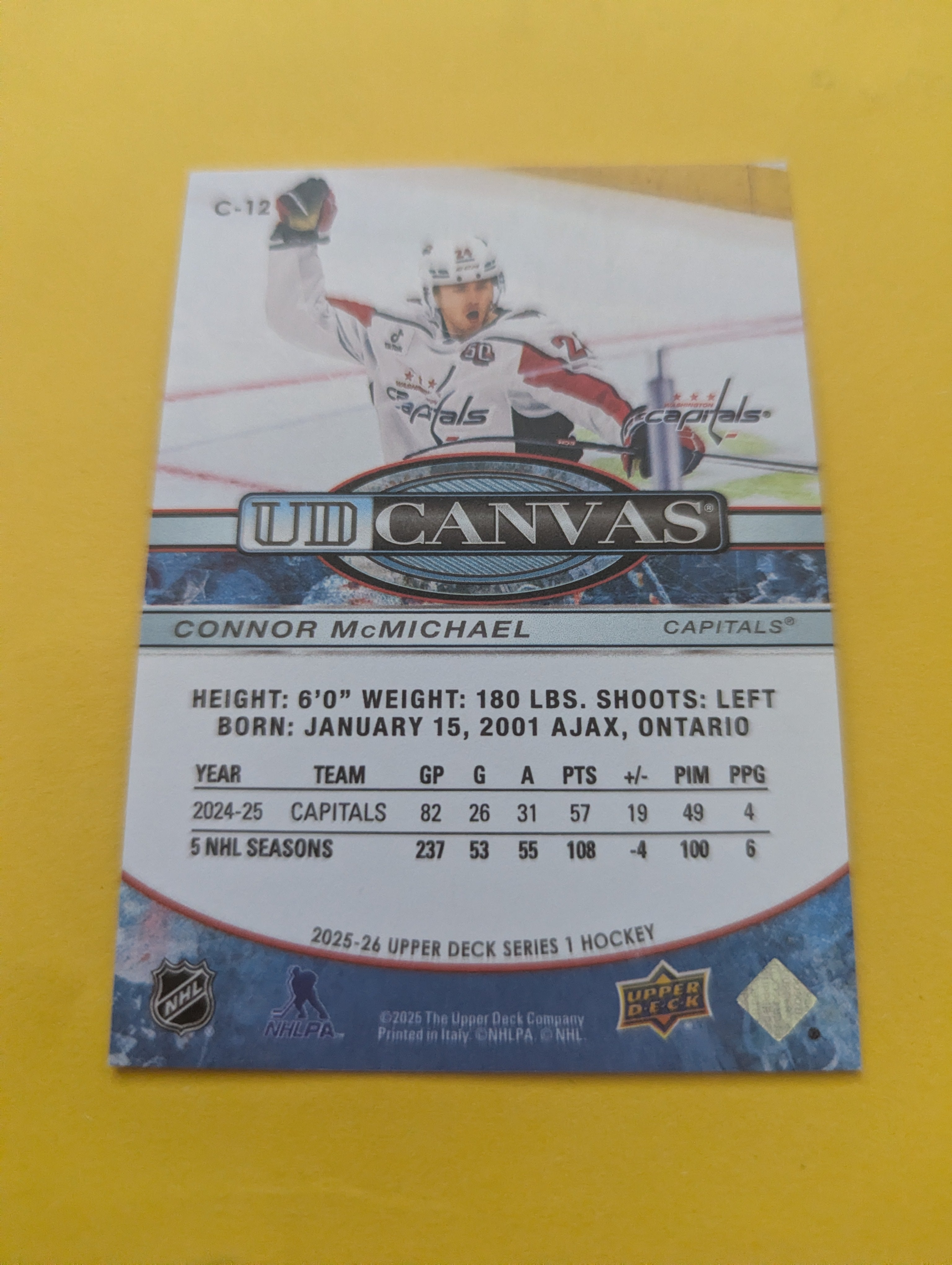 Connor McMichael 25-26 Upper Deck UD Canvas Card