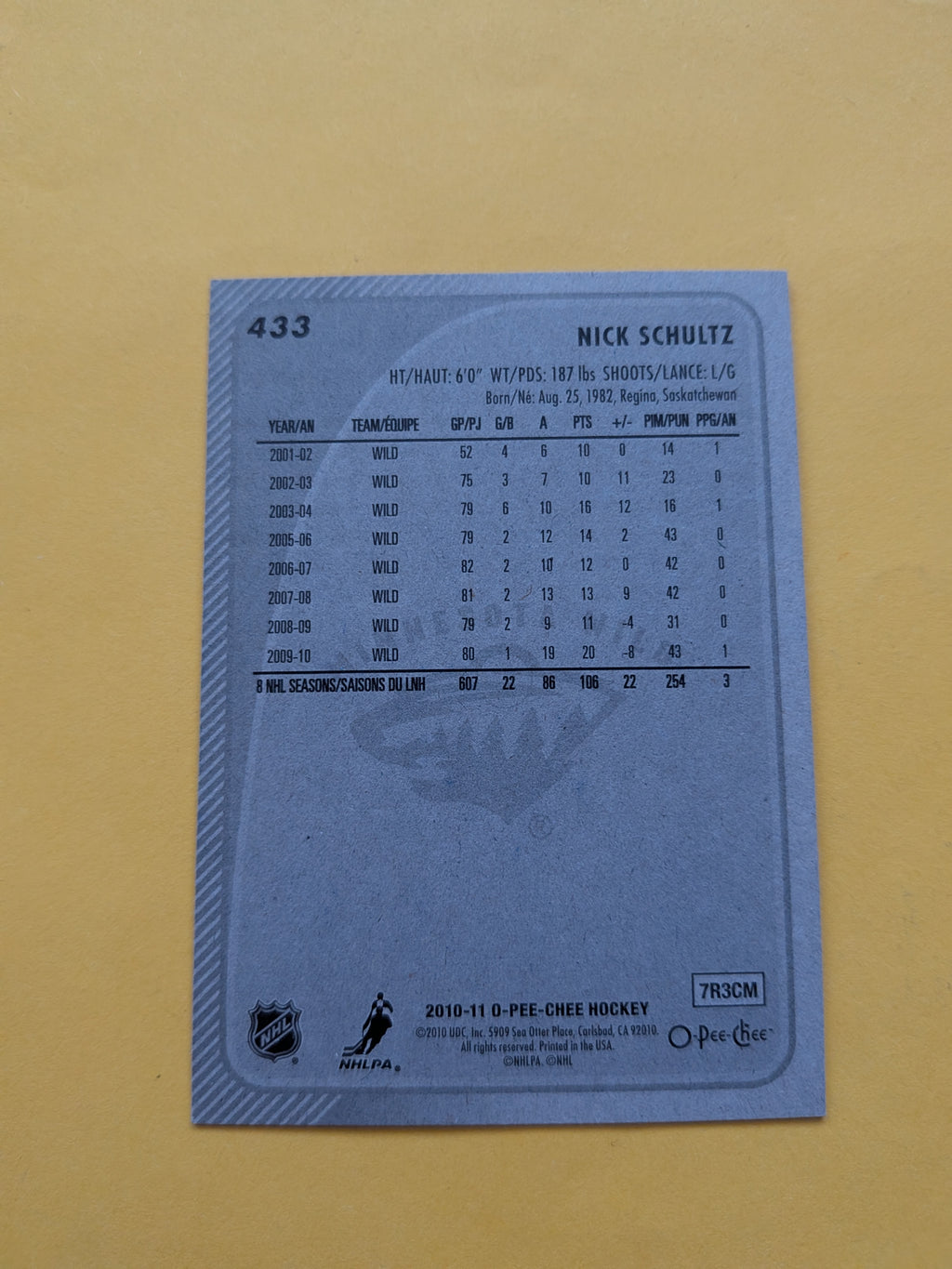 Nick Schultz Signed Minnesota Wild Card I