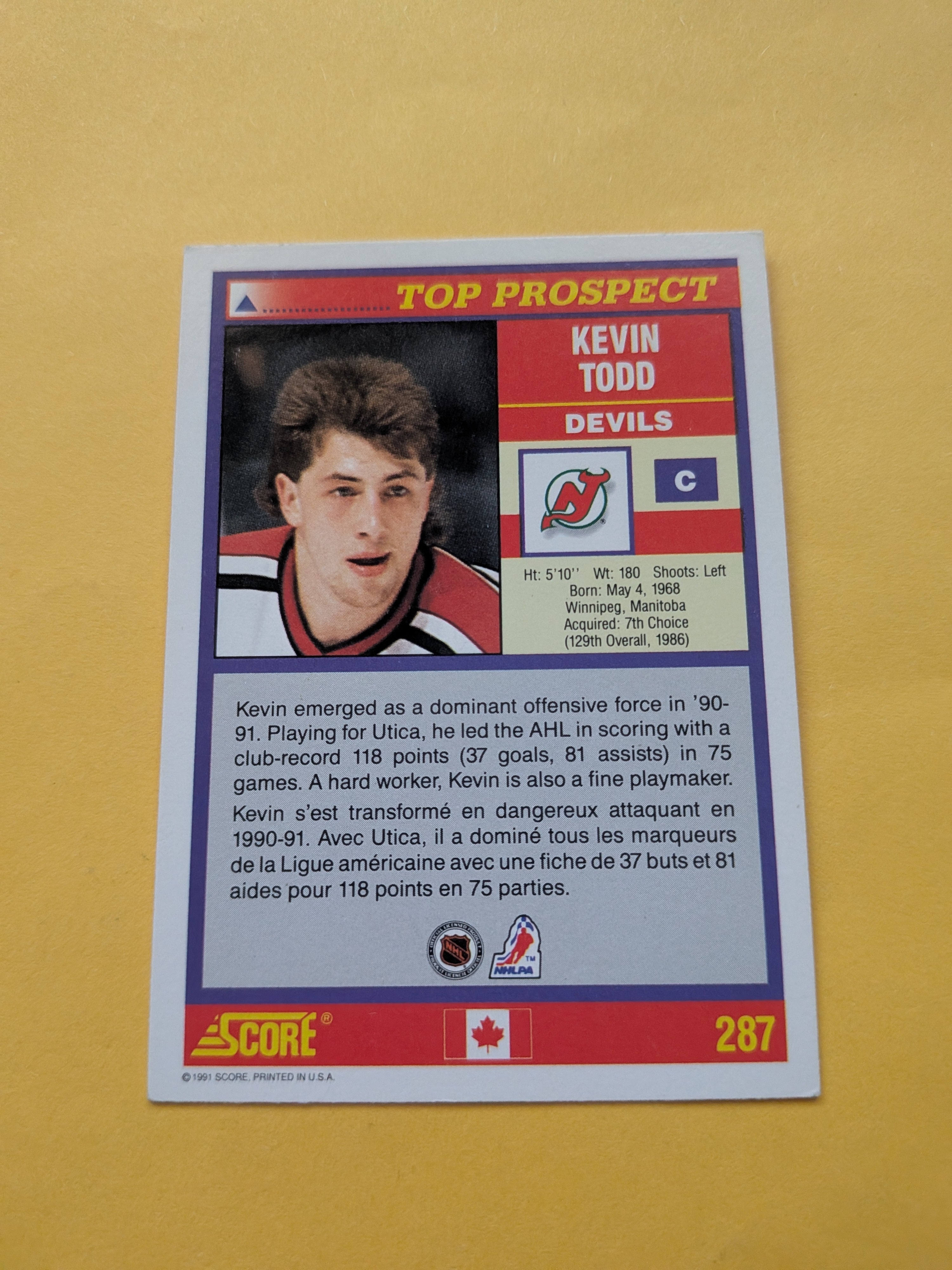 Kevin Todd Signed New Jersey Devils Rookie Card B